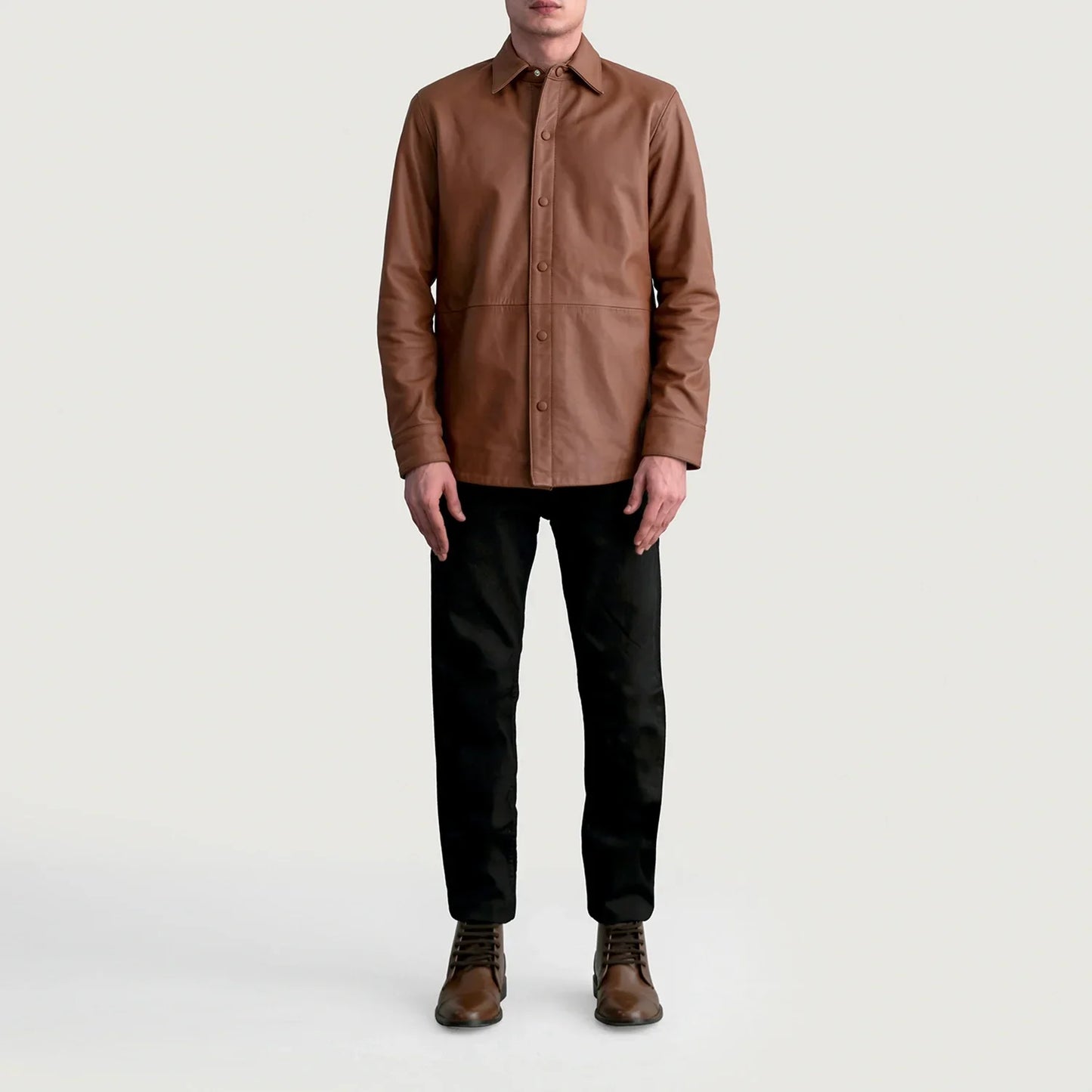Haven Matte Brown Leather Overshirt