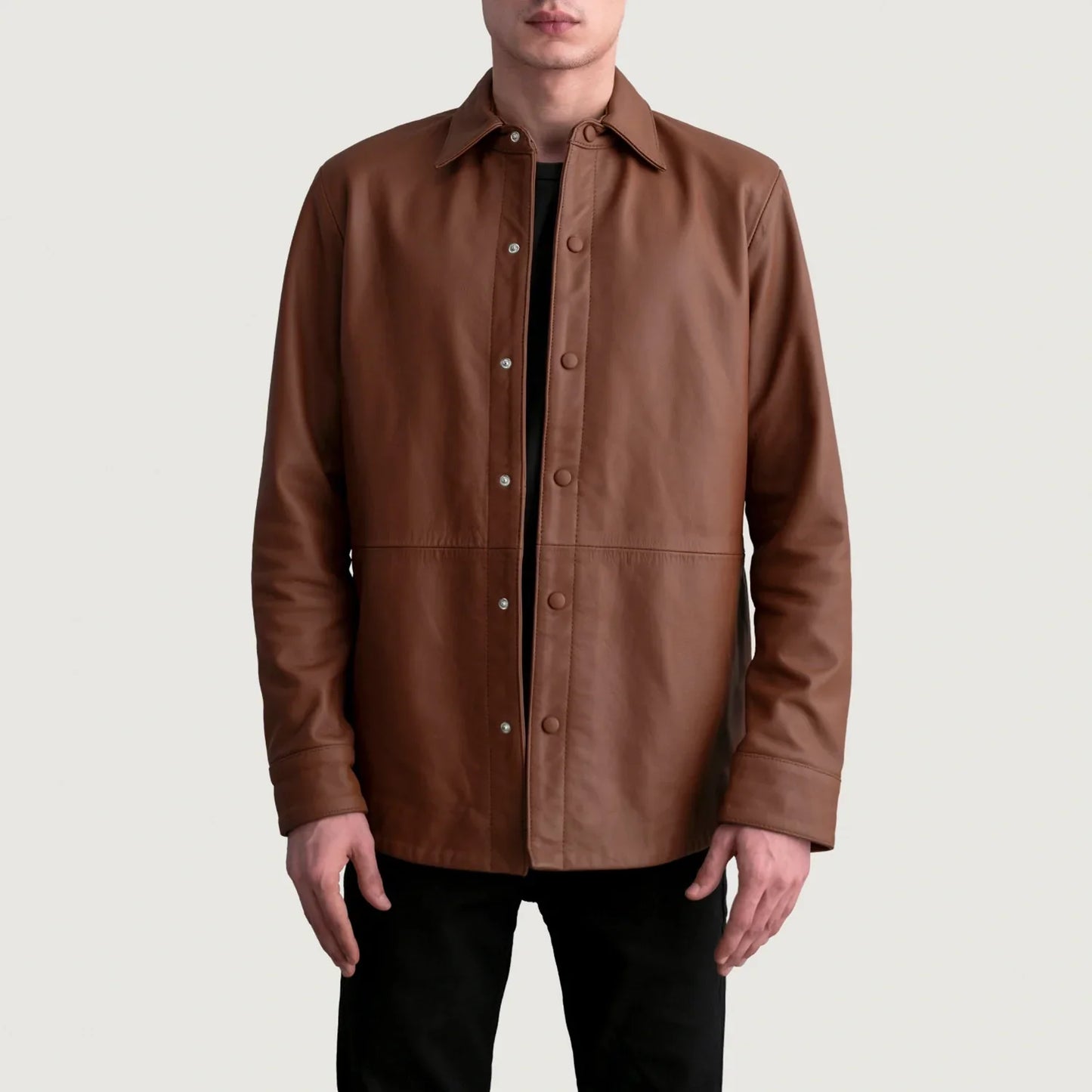 Haven Matte Brown Leather Overshirt