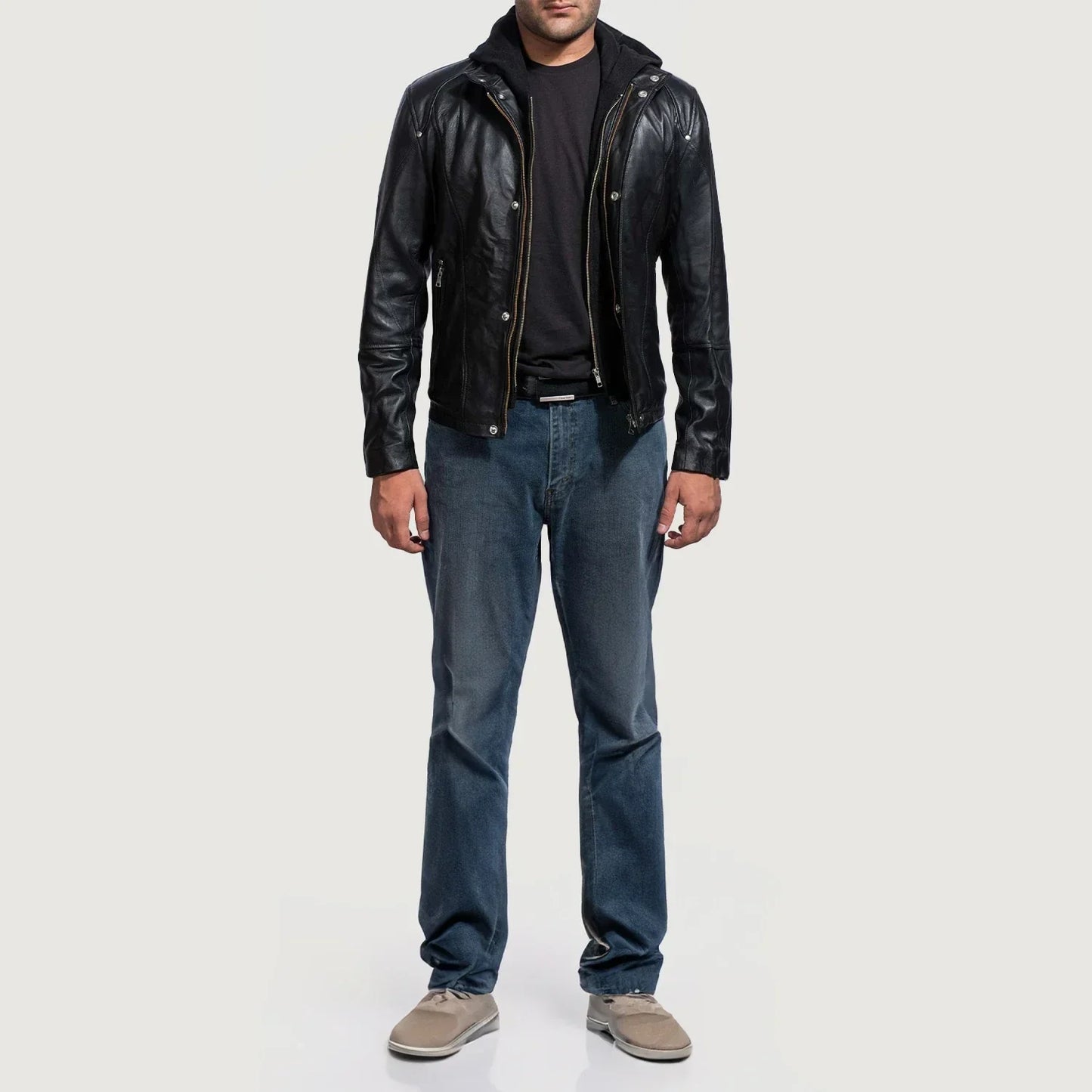 [FS] Highschool Black Hooded Leather Jacket