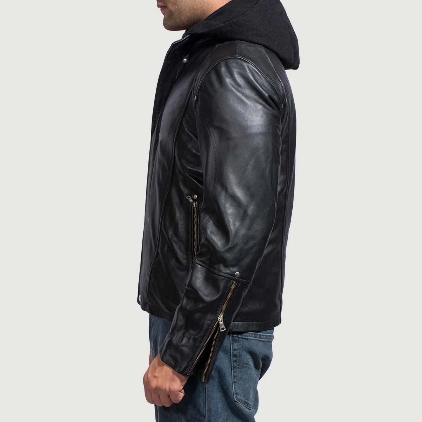 [FS] Highschool Black Hooded Leather Jacket
