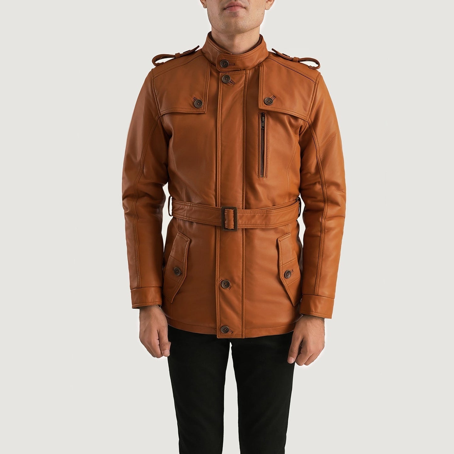 [FS] Hunter Tan Brown Fur Leather Jacket