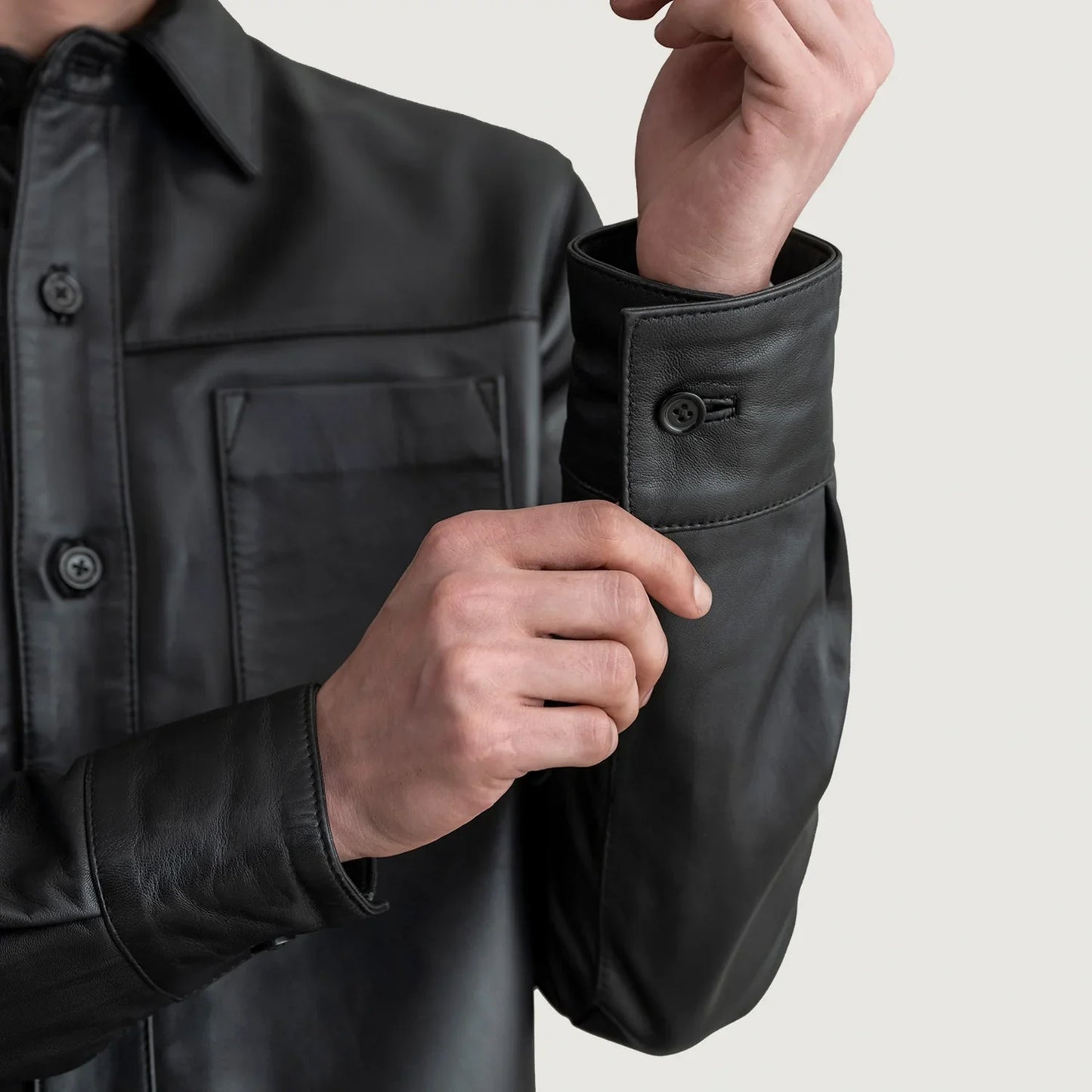 Scout Black Leather Overshirt