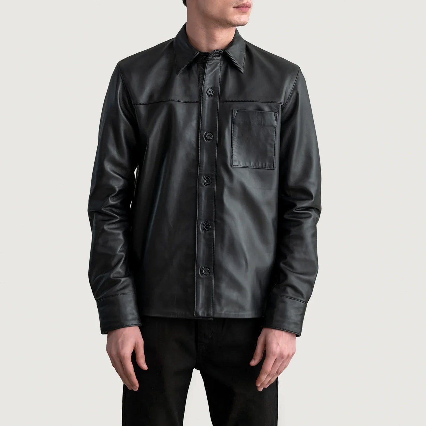 Scout Black Leather Overshirt