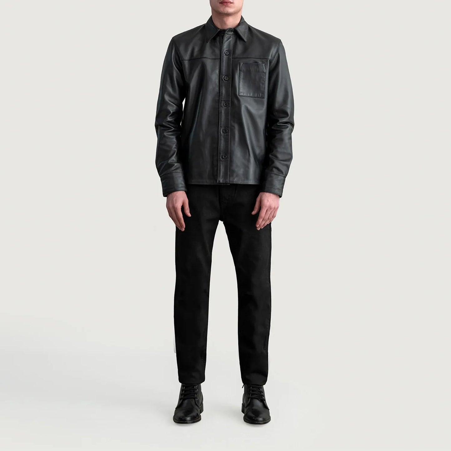 Scout Black Leather Overshirt