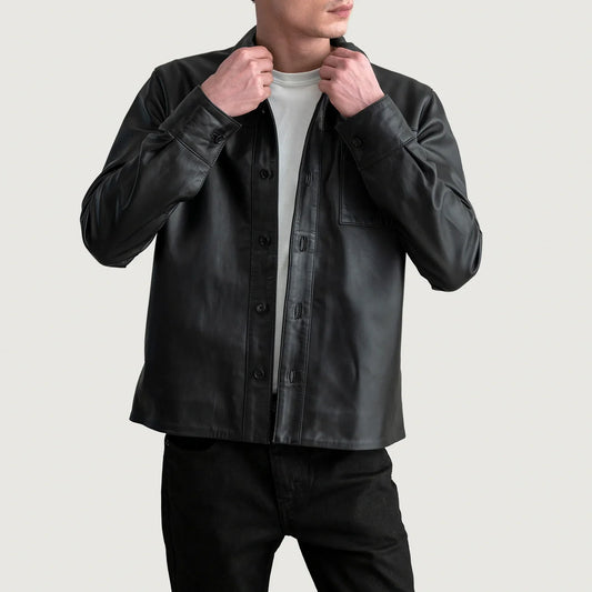 Scout Black Leather Overshirt