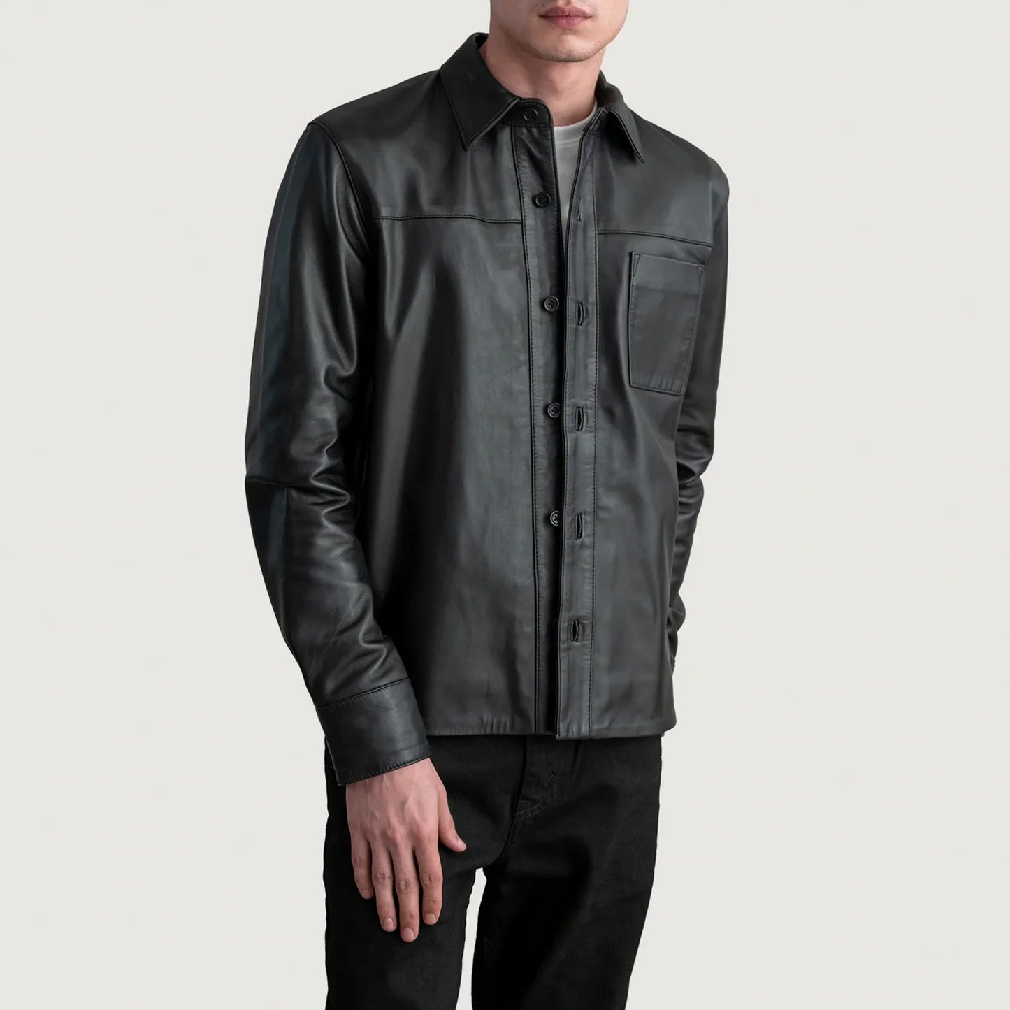 Scout Black Leather Overshirt