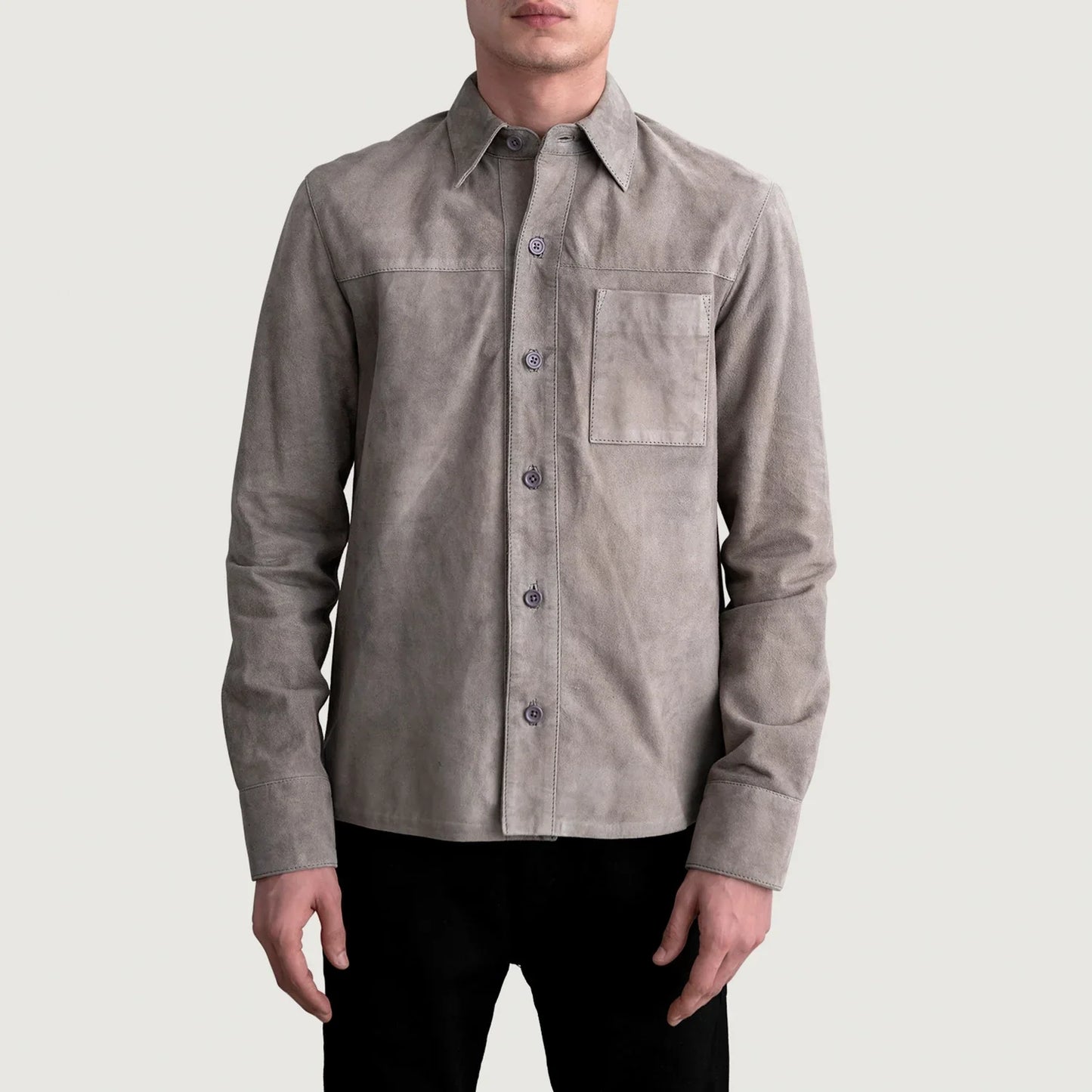 Scout Grey Suede Leather Overshirt