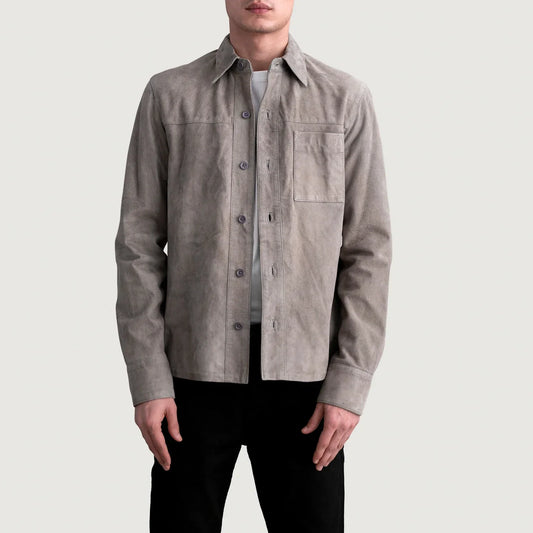 Scout Grey Suede Leather Overshirt