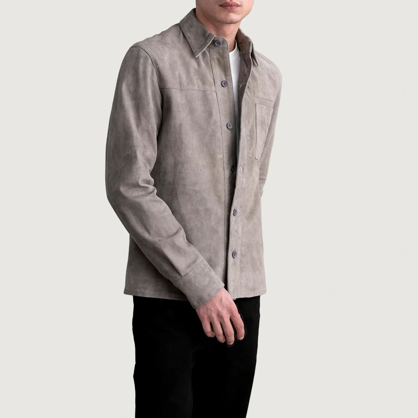 Scout Grey Suede Leather Overshirt