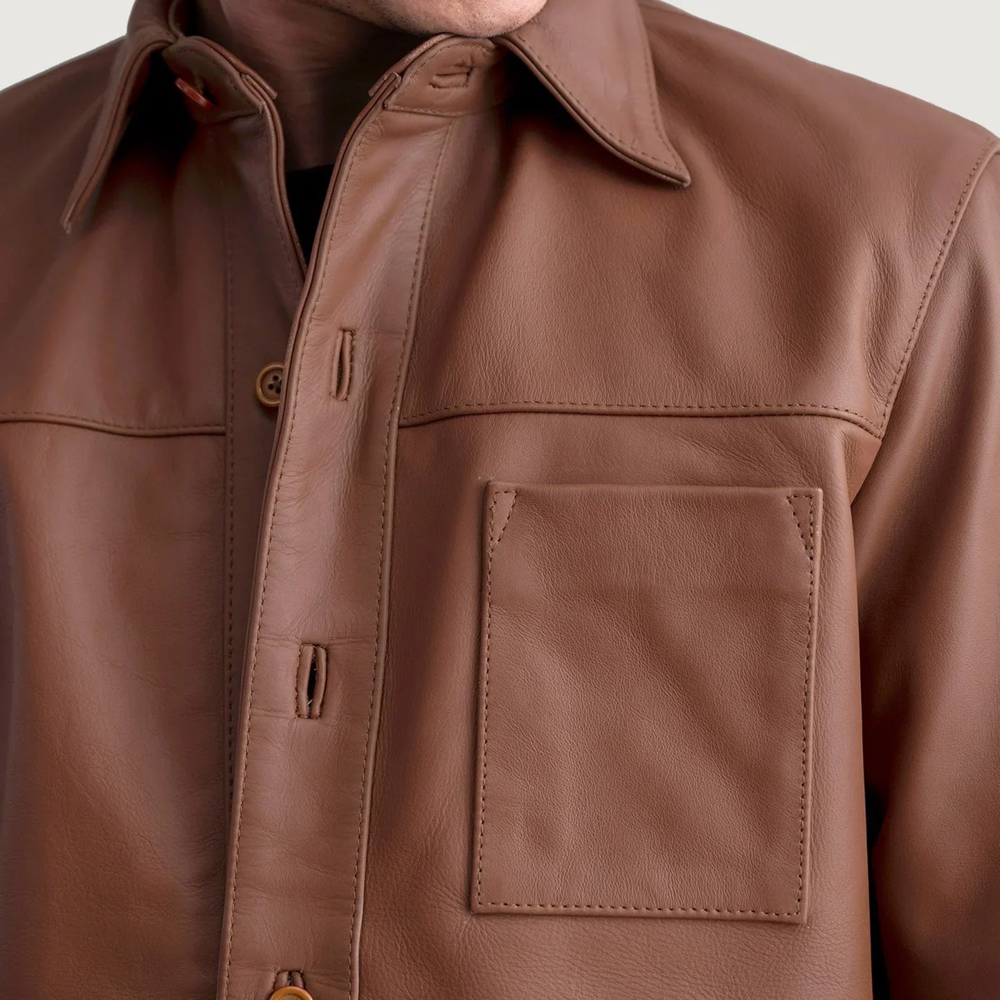 Scout Matte Brown Leather Overshirt