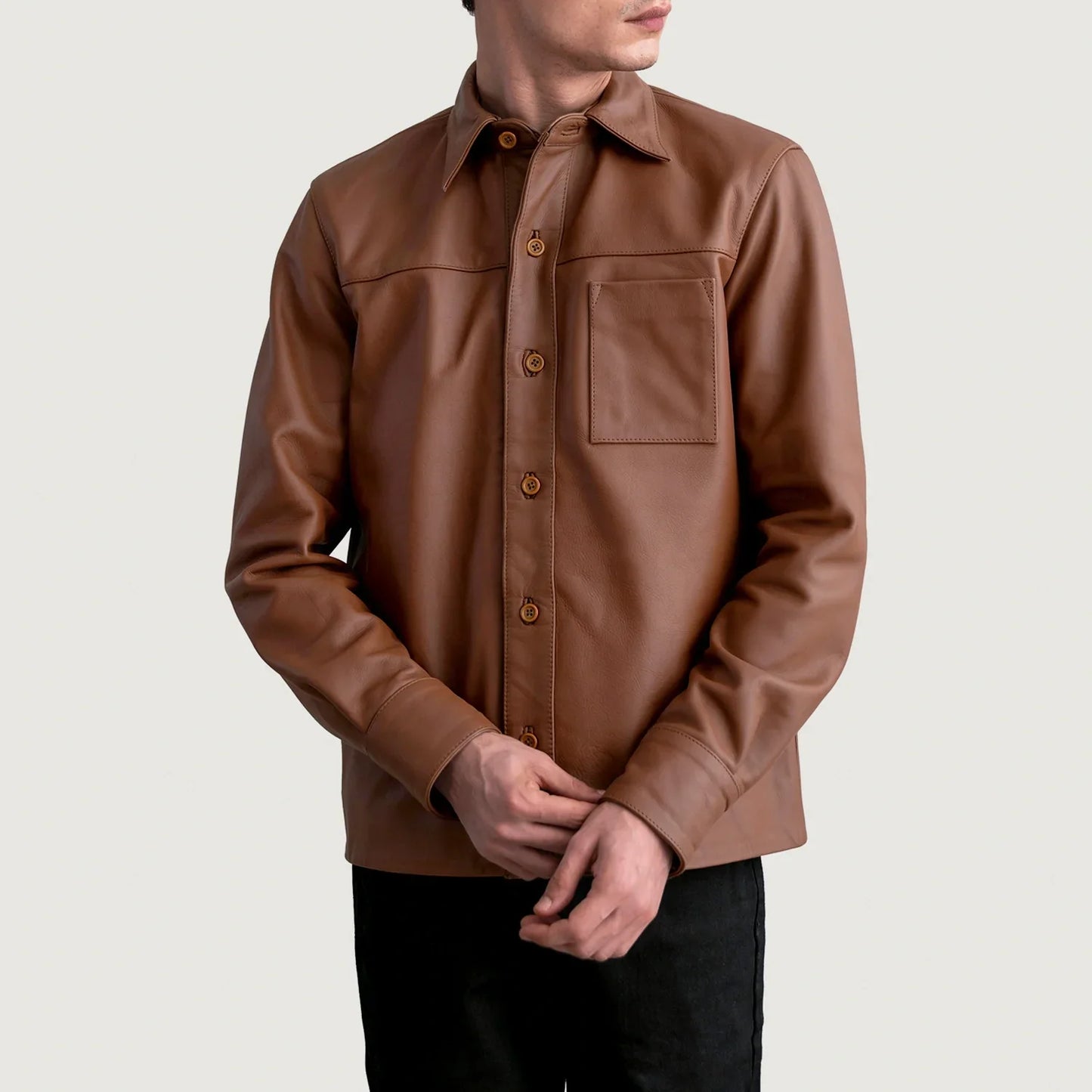 Scout Matte Brown Leather Overshirt
