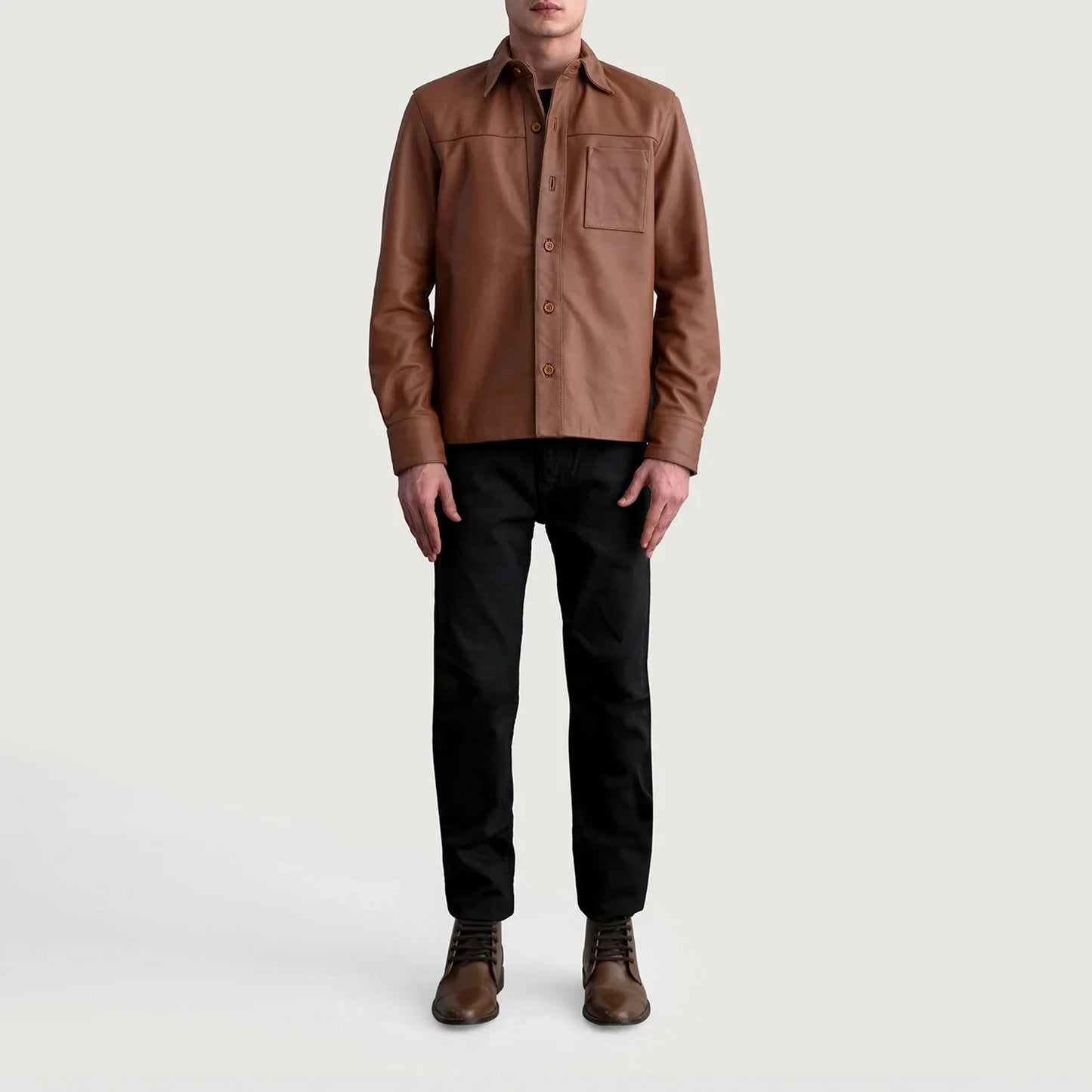 Scout Matte Brown Leather Overshirt