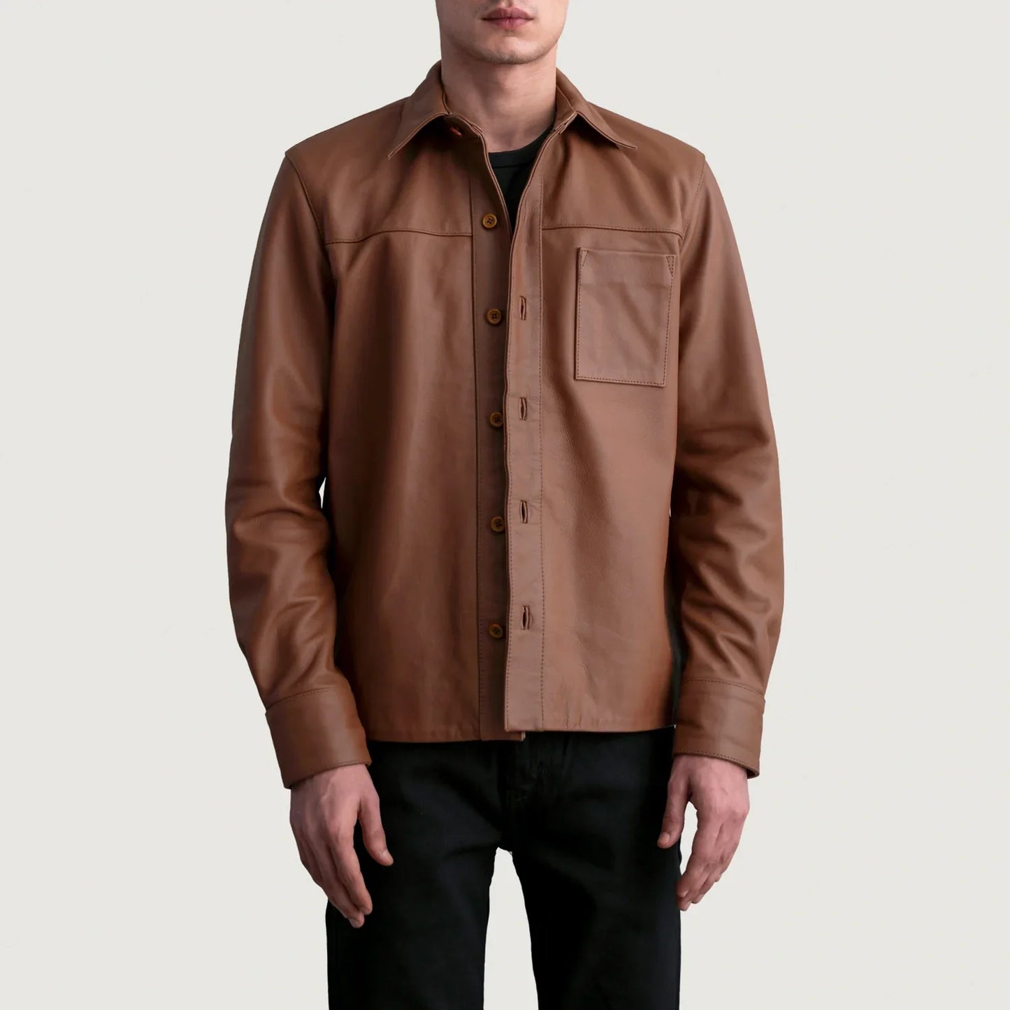Scout Matte Brown Leather Overshirt