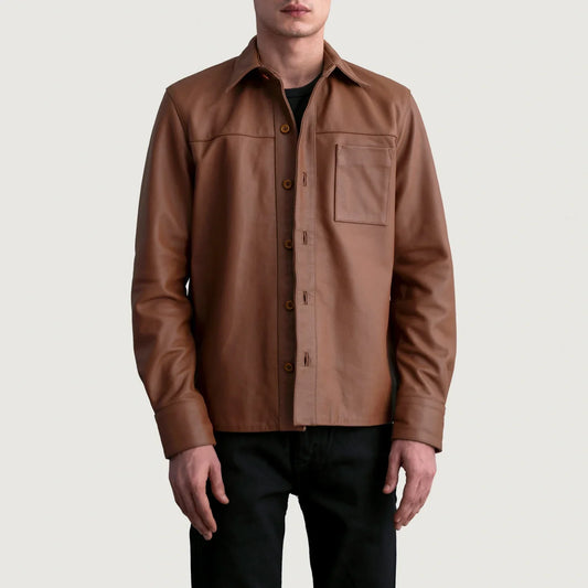 Scout Matte Brown Leather Overshirt