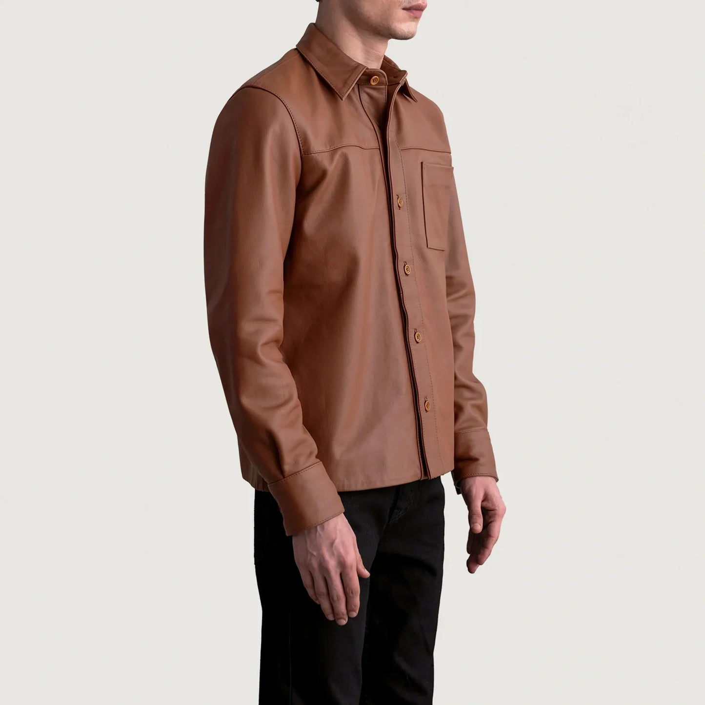 Scout Matte Brown Leather Overshirt