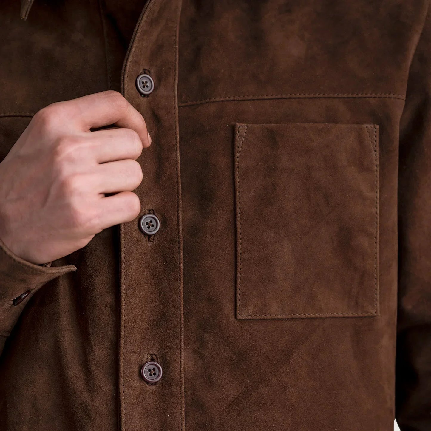 Scout Mocha Suede Leather Overshirt