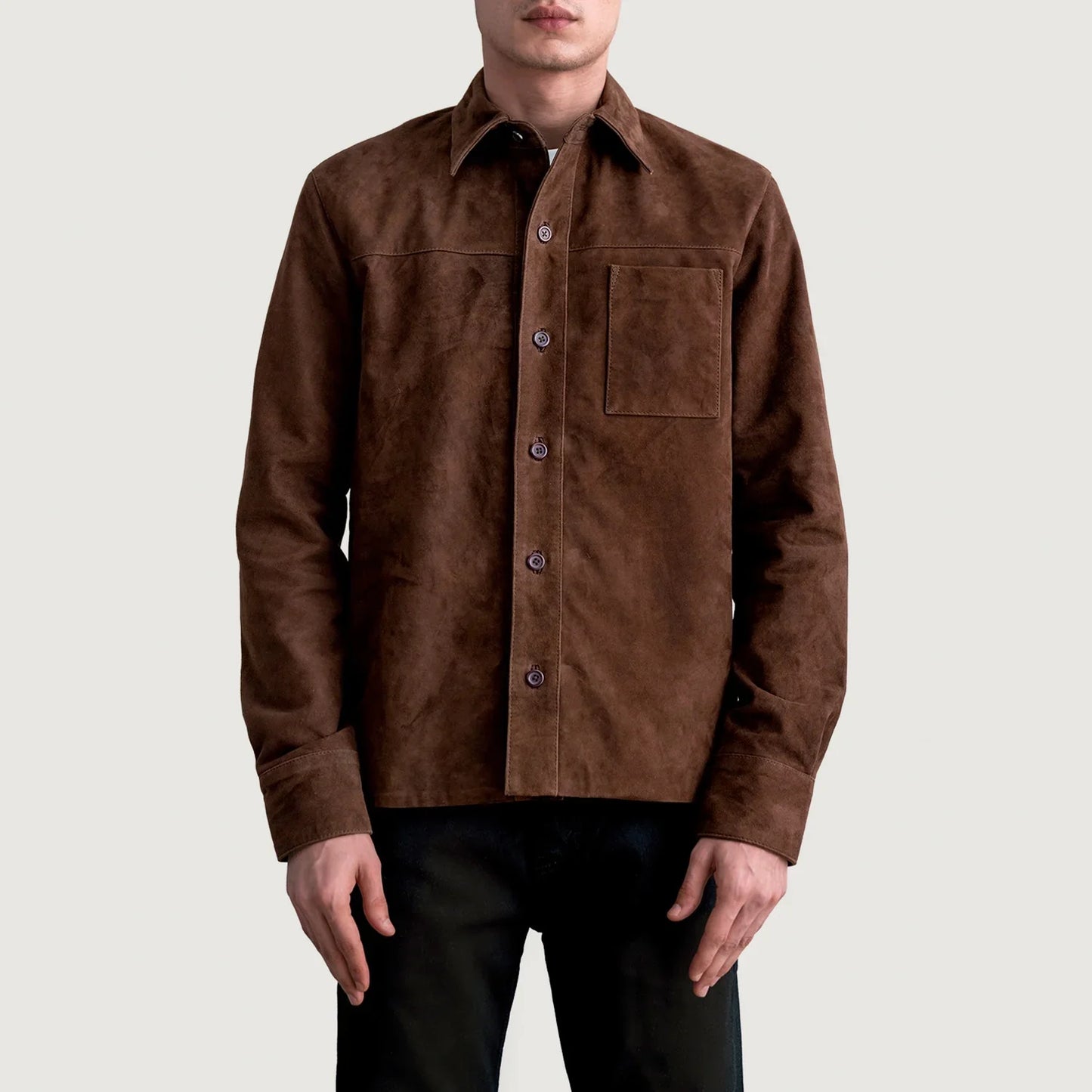 Scout Mocha Suede Leather Overshirt
