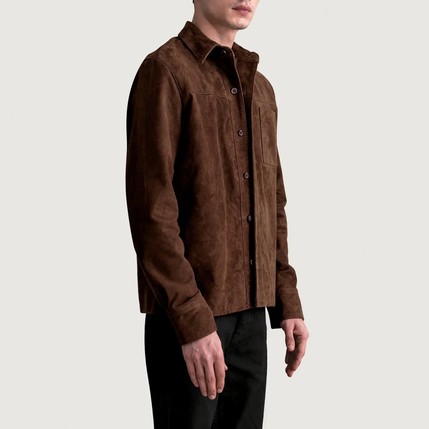 Scout Mocha Suede Leather Overshirt
