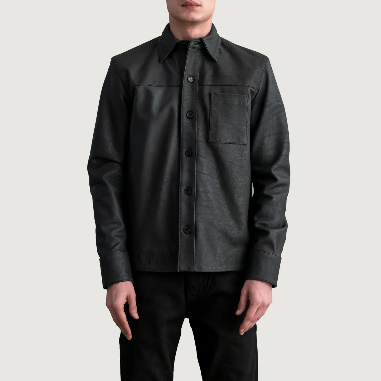 Scout Tumbled Black Leather Overshirt