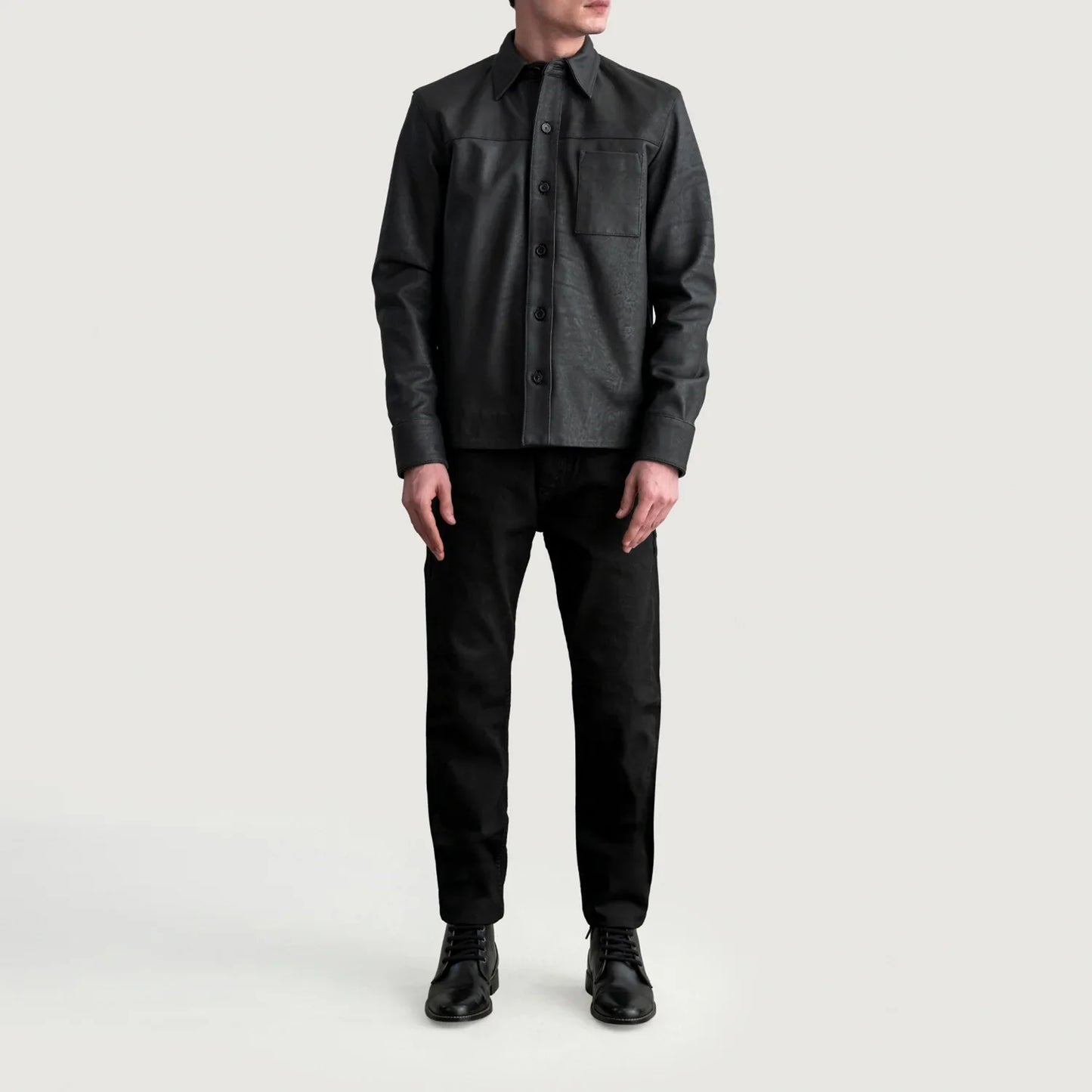 Scout Tumbled Black Leather Overshirt