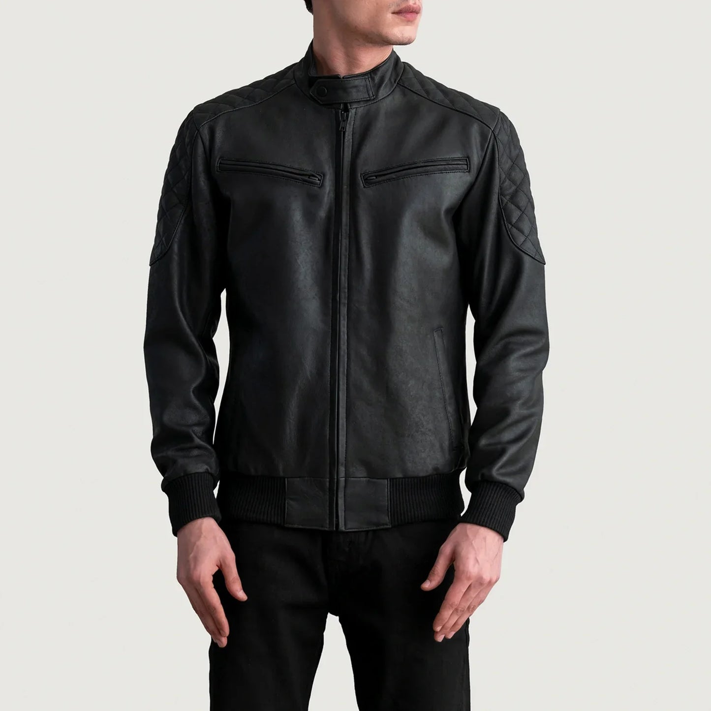 Sven Tumbled Black Leather Bomber Jacket SH71