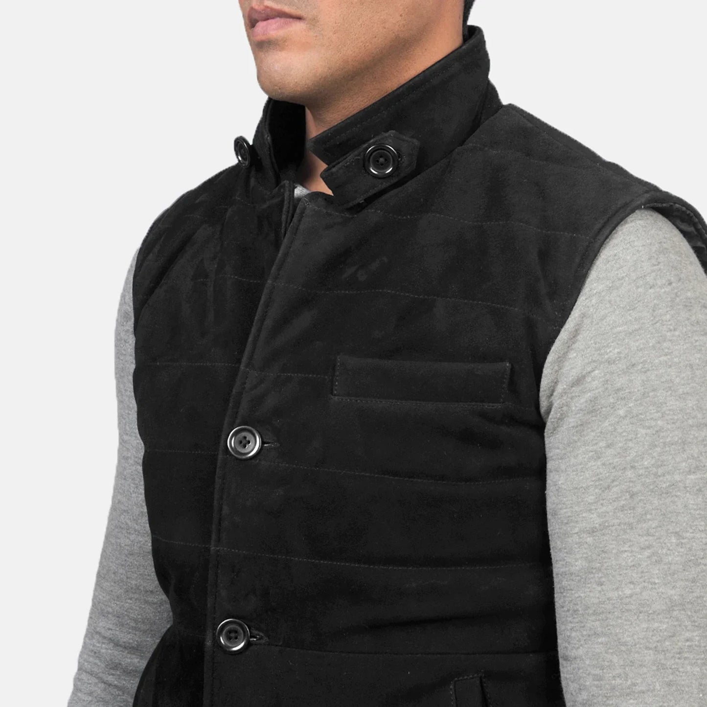 Tony Black Suede Vest SH62