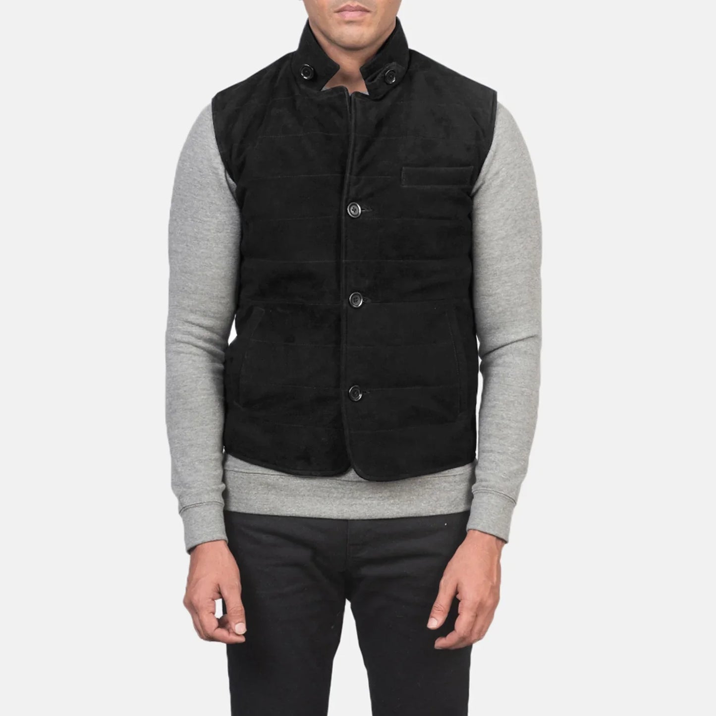Tony Black Suede Vest SH62