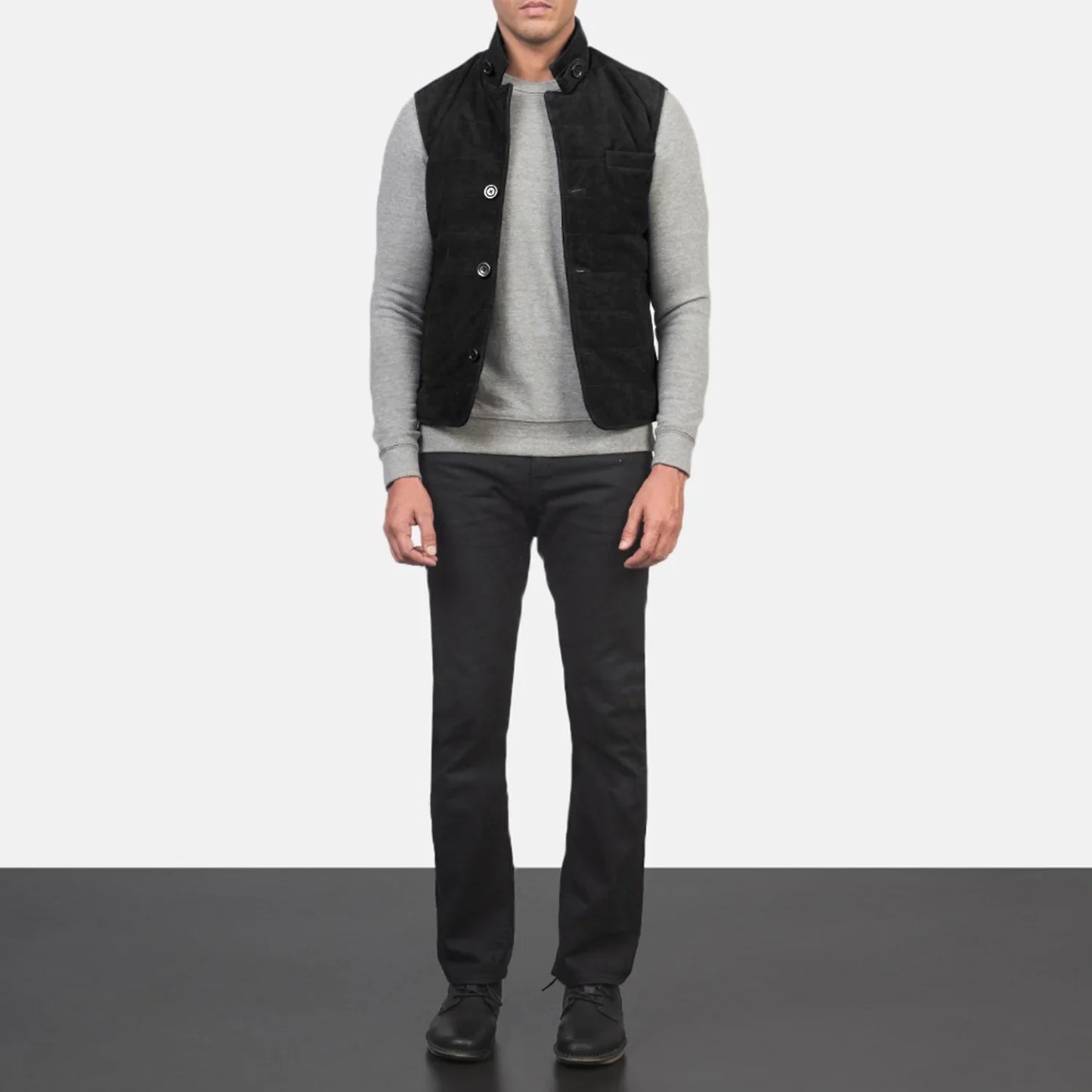 Tony Black Suede Vest SH62
