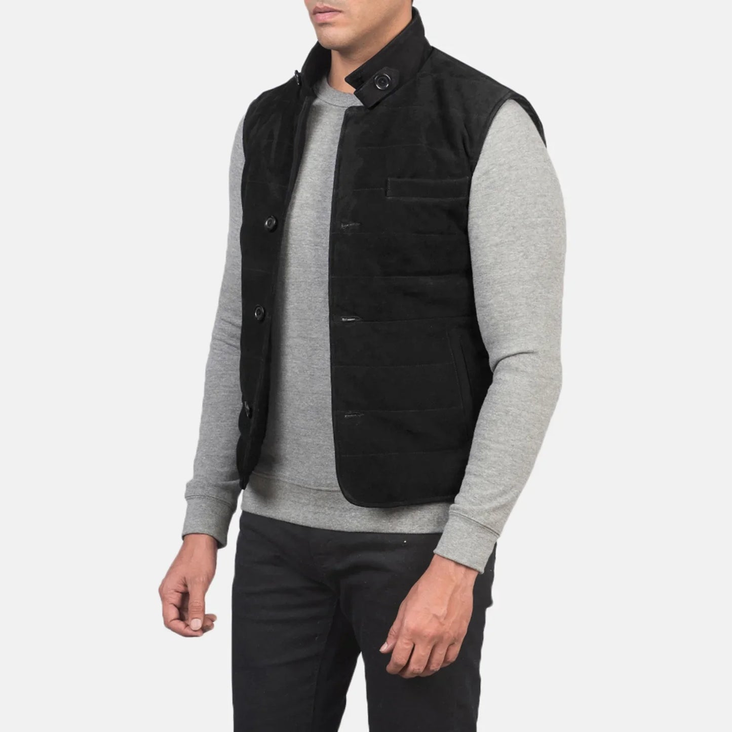 Tony Black Suede Vest SH62