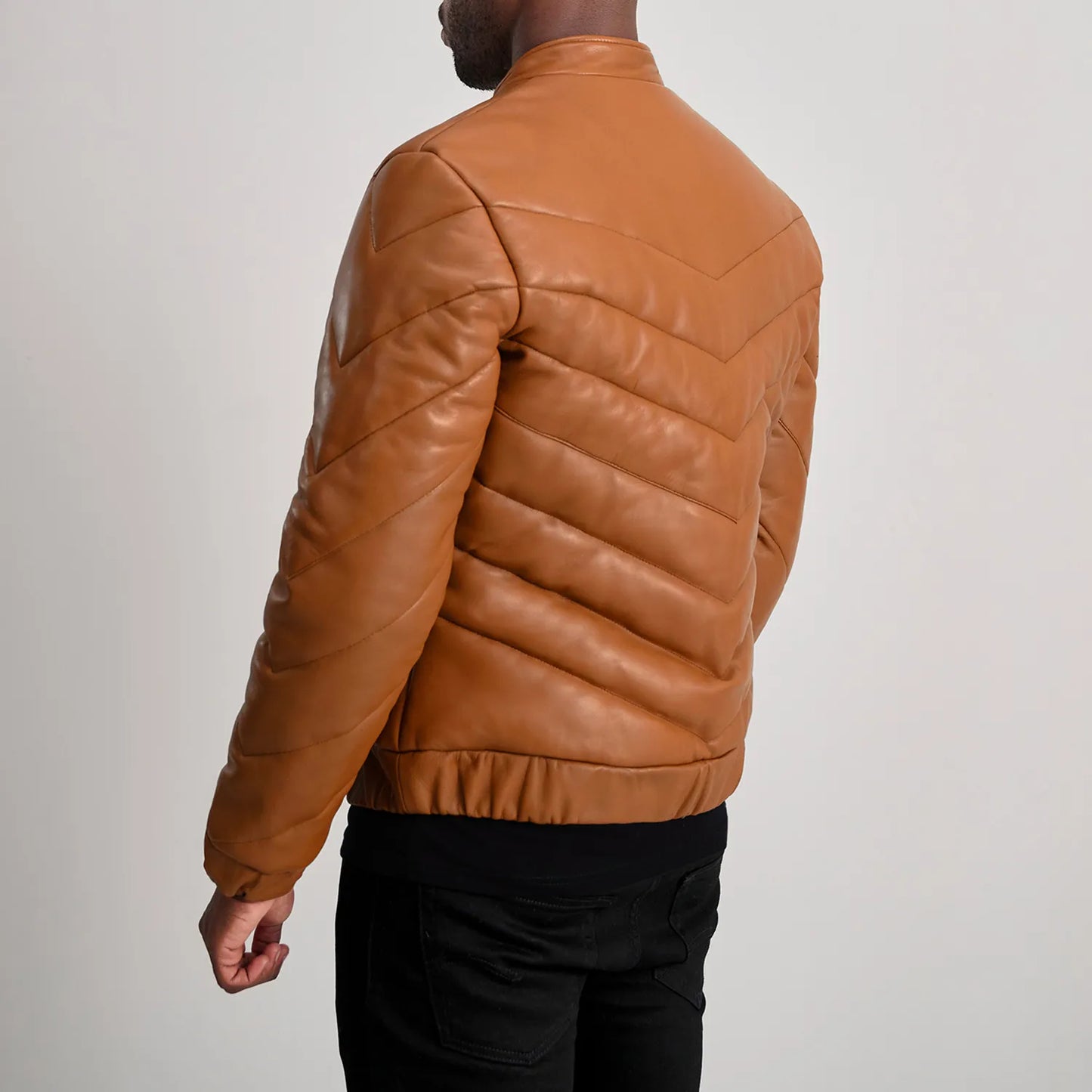 Travis Tan Leather Puffer Jacket SH56