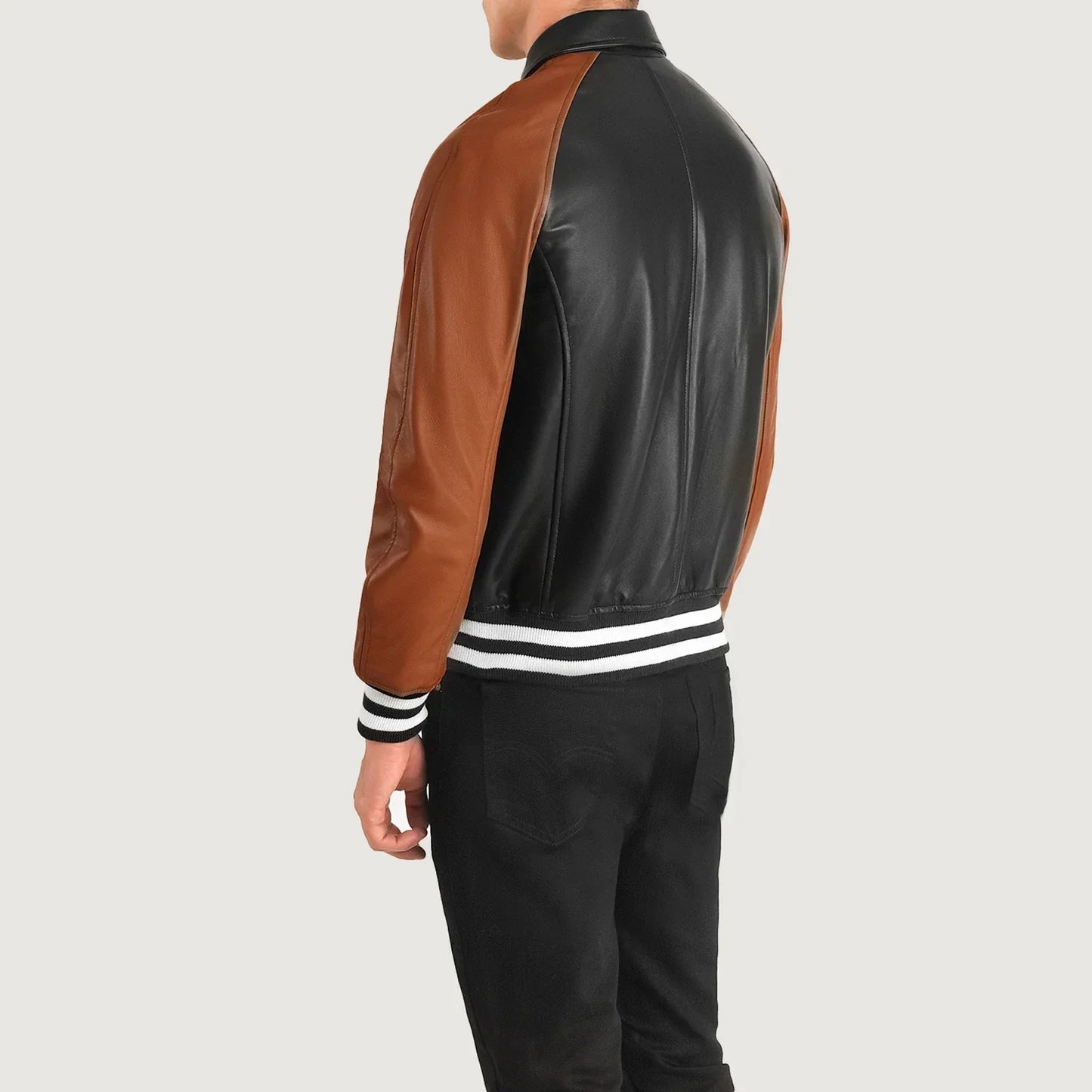 Walton Black & Brown Leather Varsity Jacket SH39