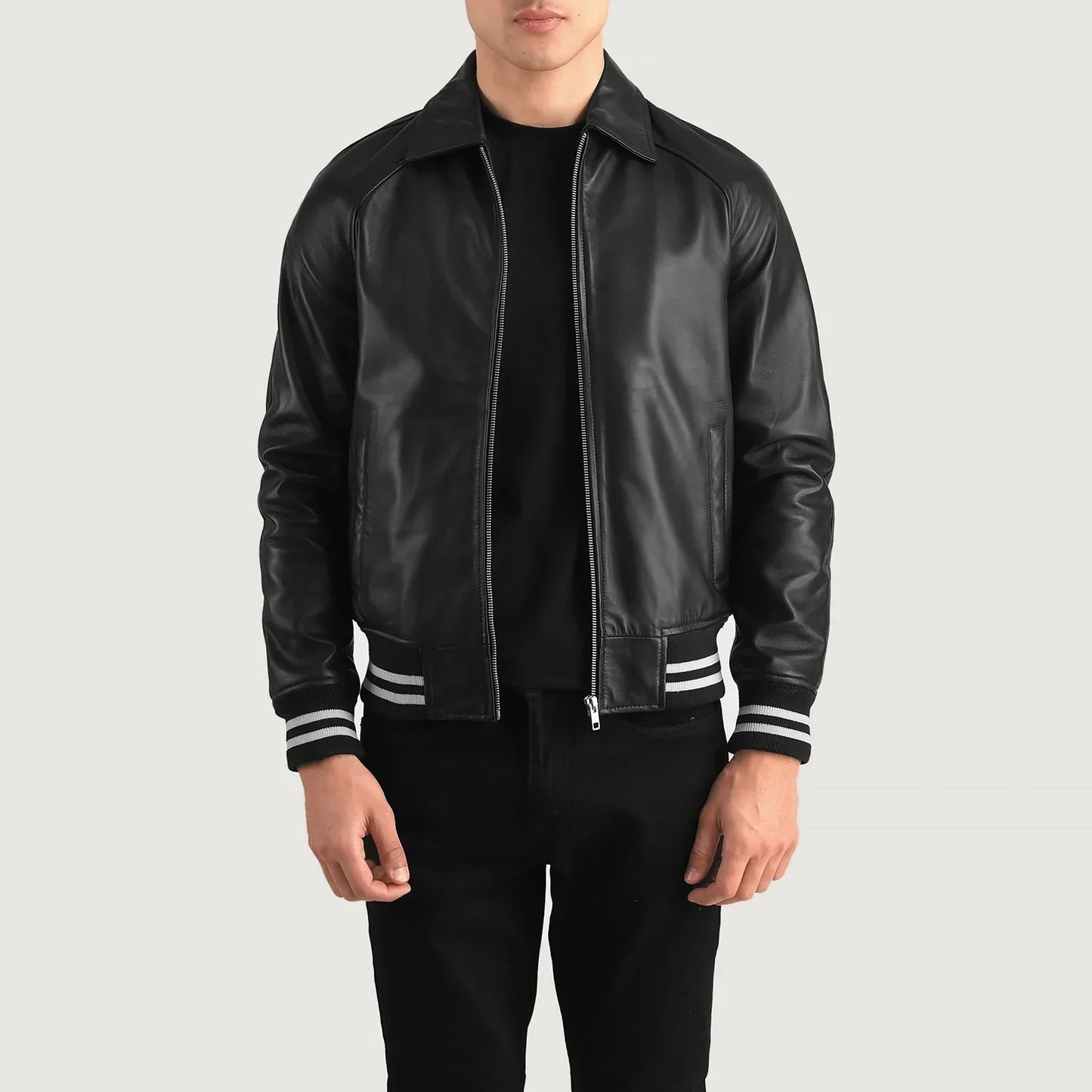 Walton Black Leather Varsity Jacket SH37