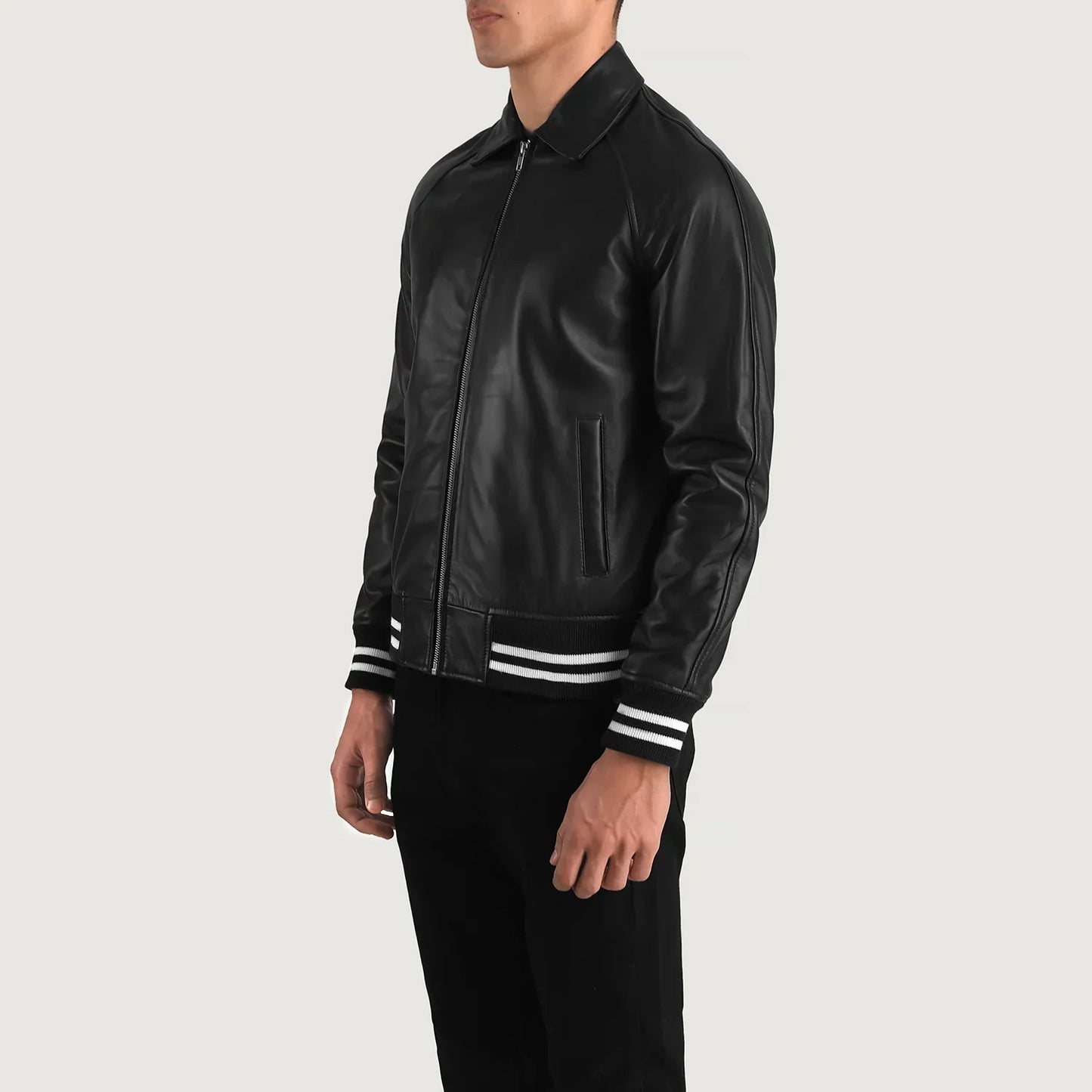 Walton Black Leather Varsity Jacket SH37