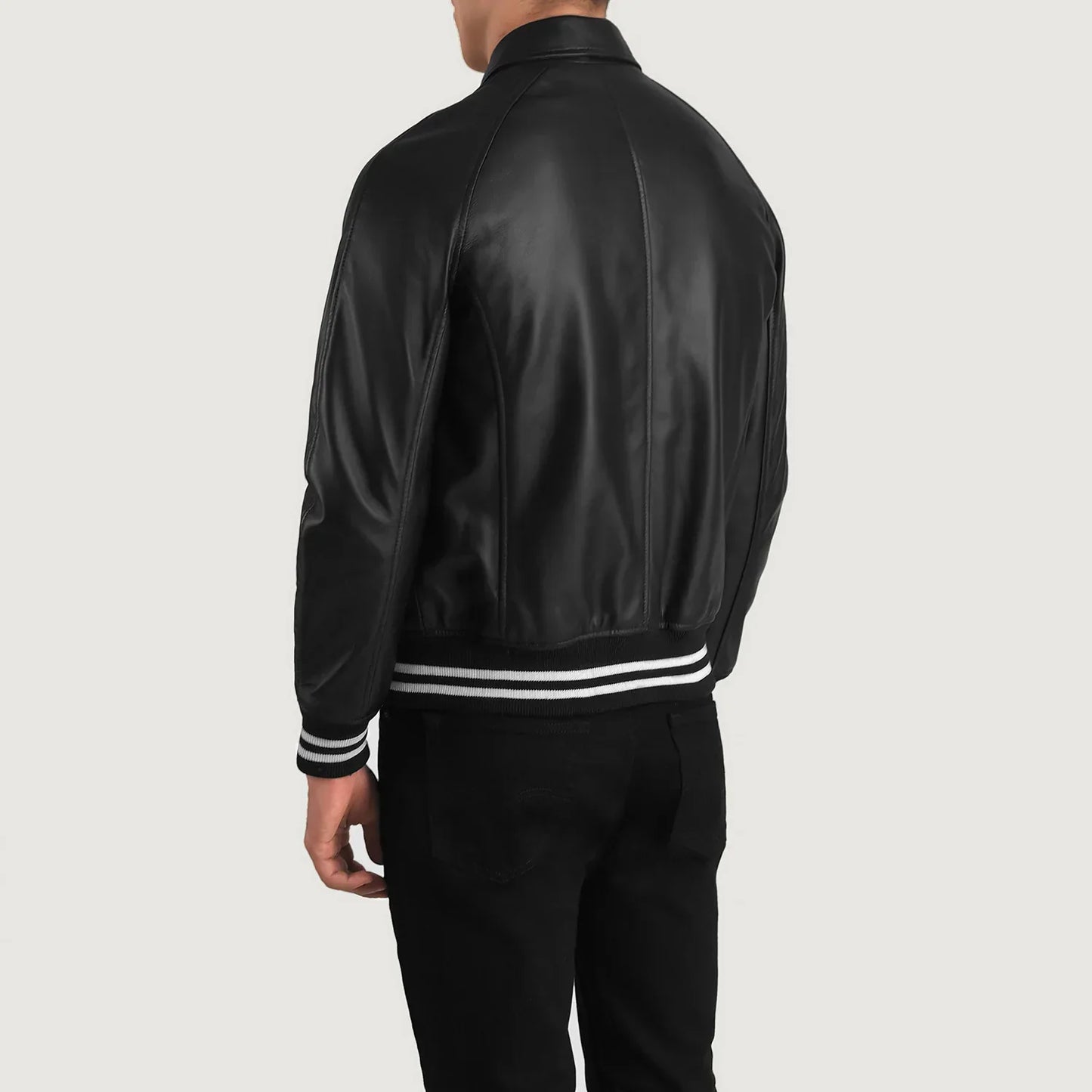 Walton Black Leather Varsity Jacket SH37