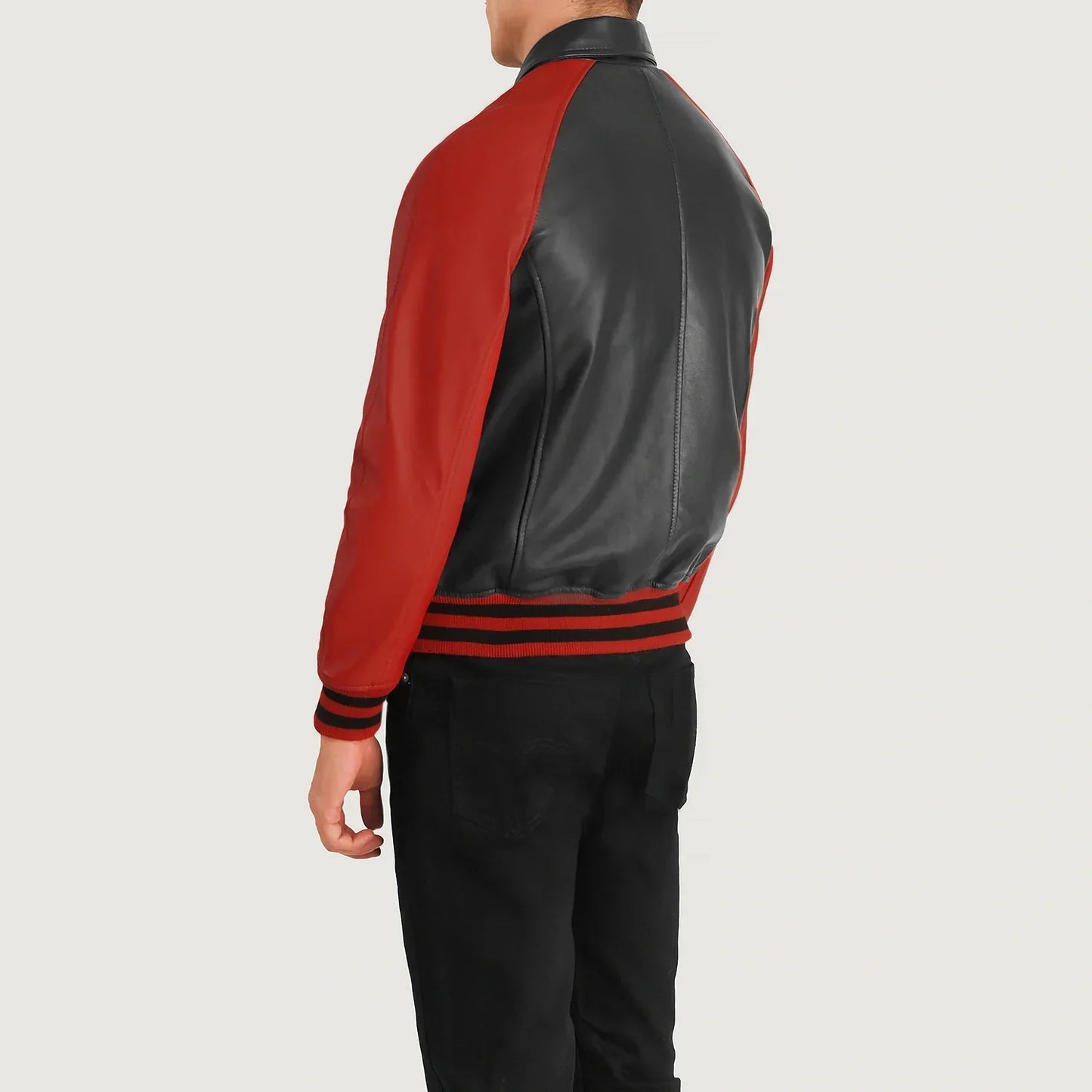 Walton Black & Red Leather Varsity Jacket SH38