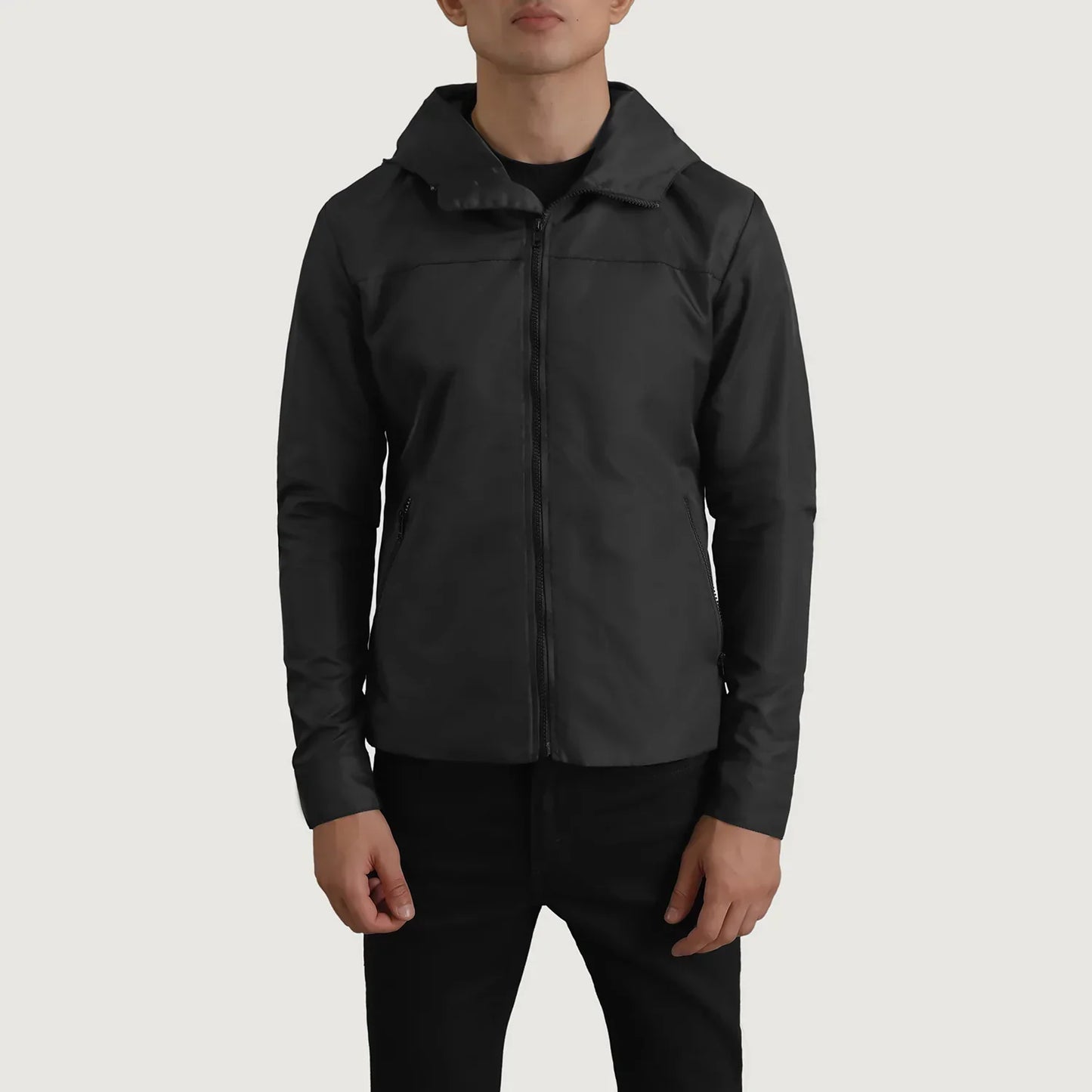 Wesley Black Hooded Windbreaker Jacket SH31