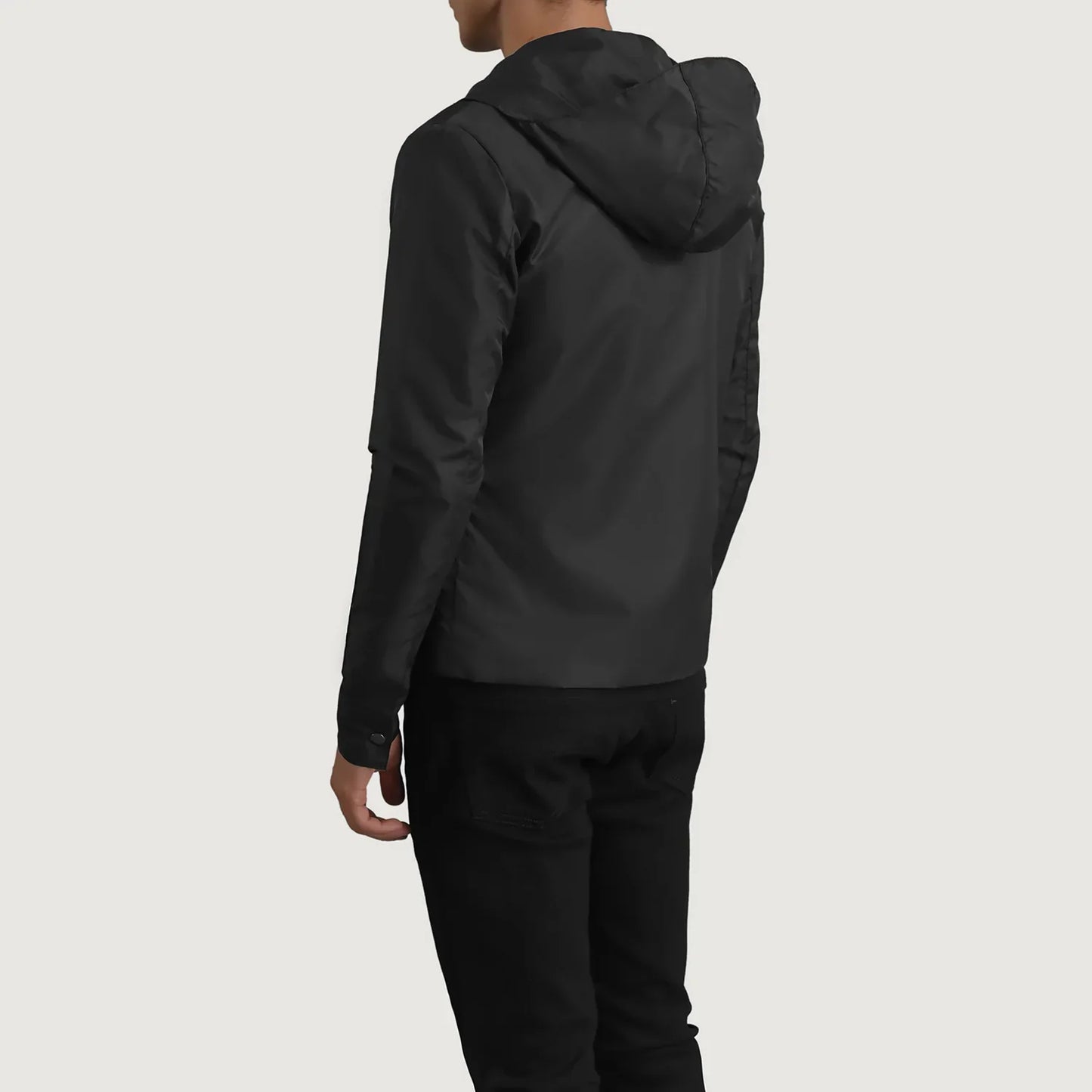 Wesley Black Hooded Windbreaker Jacket SH31