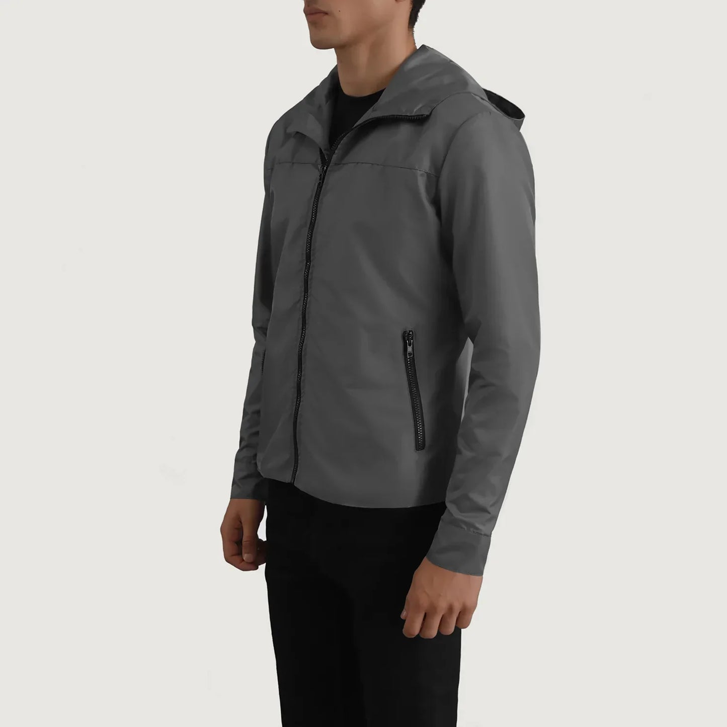 Wesley Grey Hooded Windbreaker Jacket SH28
