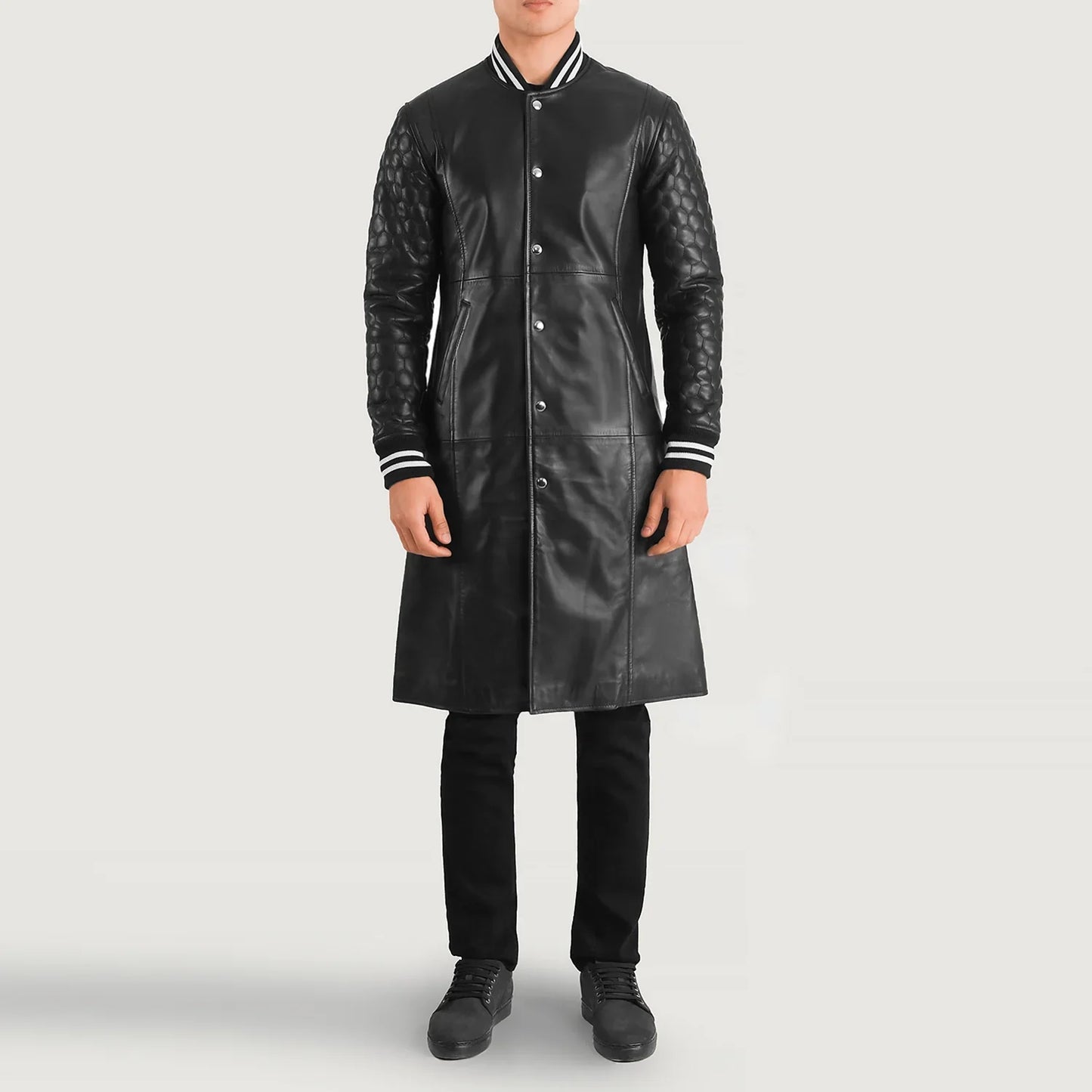 Wilde Black Leather Varsity Coat SH27