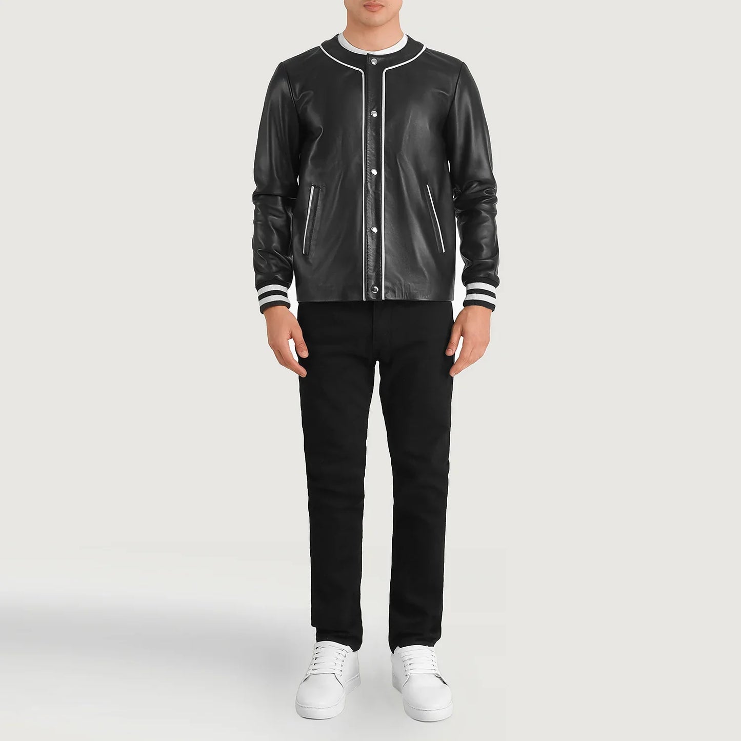 Willis Black Leather Varsity Jacket SH25