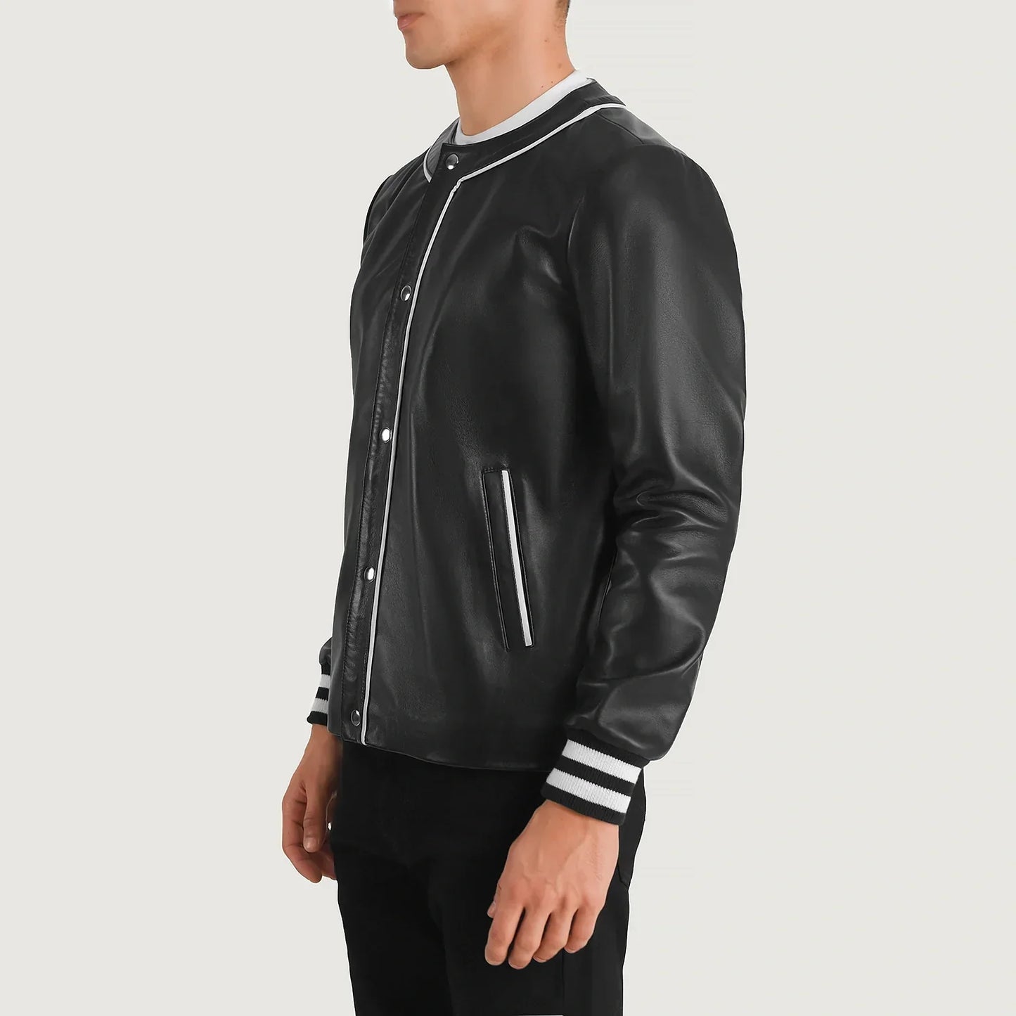 Willis Black Leather Varsity Jacket SH25