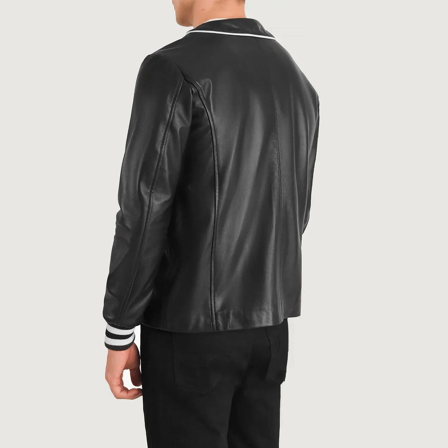 Willis Black Leather Varsity Jacket SH25