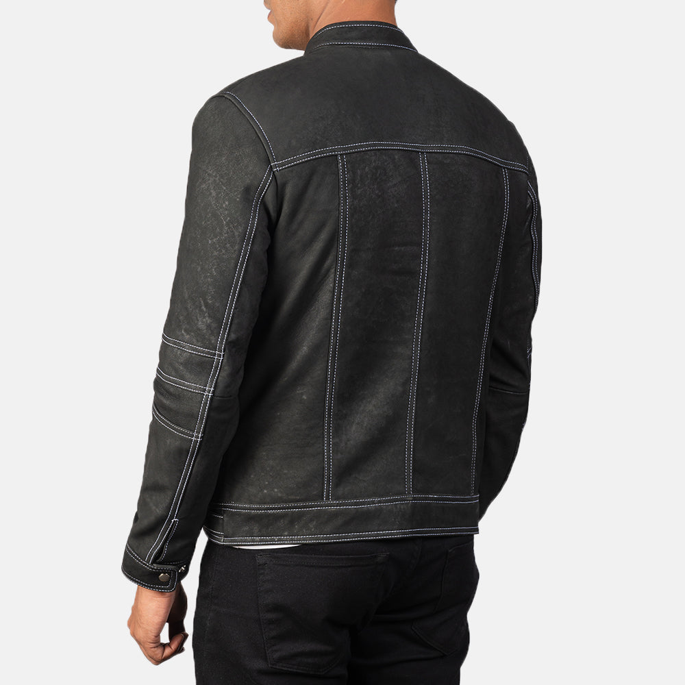 Youngster Distressed Black Leather Jacket SH15