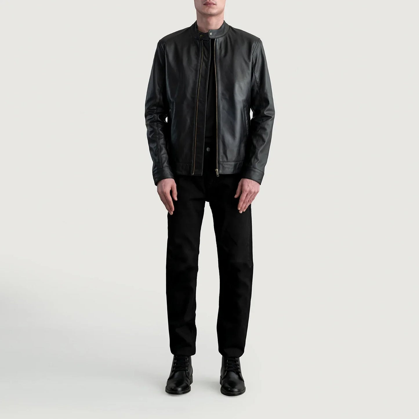 Zen Black Leather Biker Jacket SH07