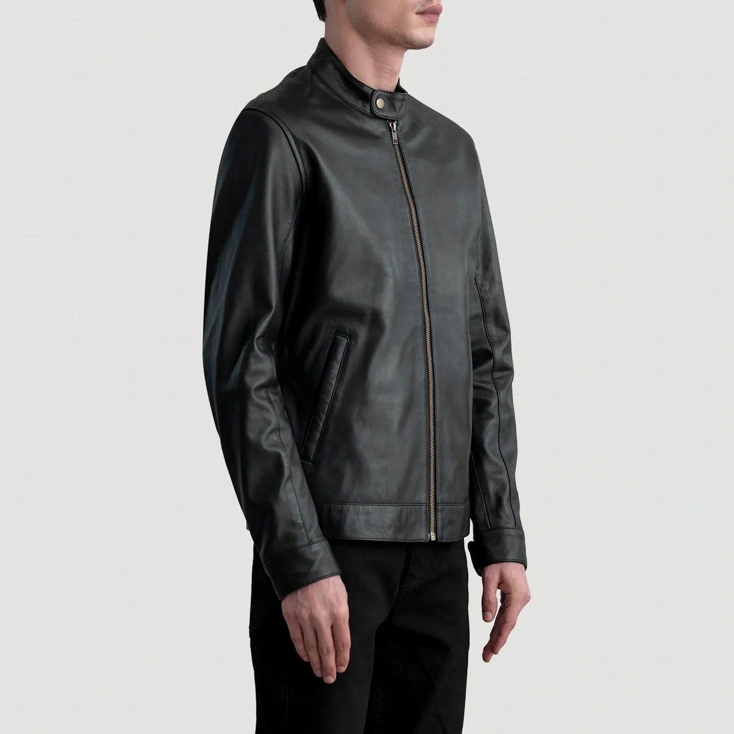 Zen Black Leather Biker Jacket SH07