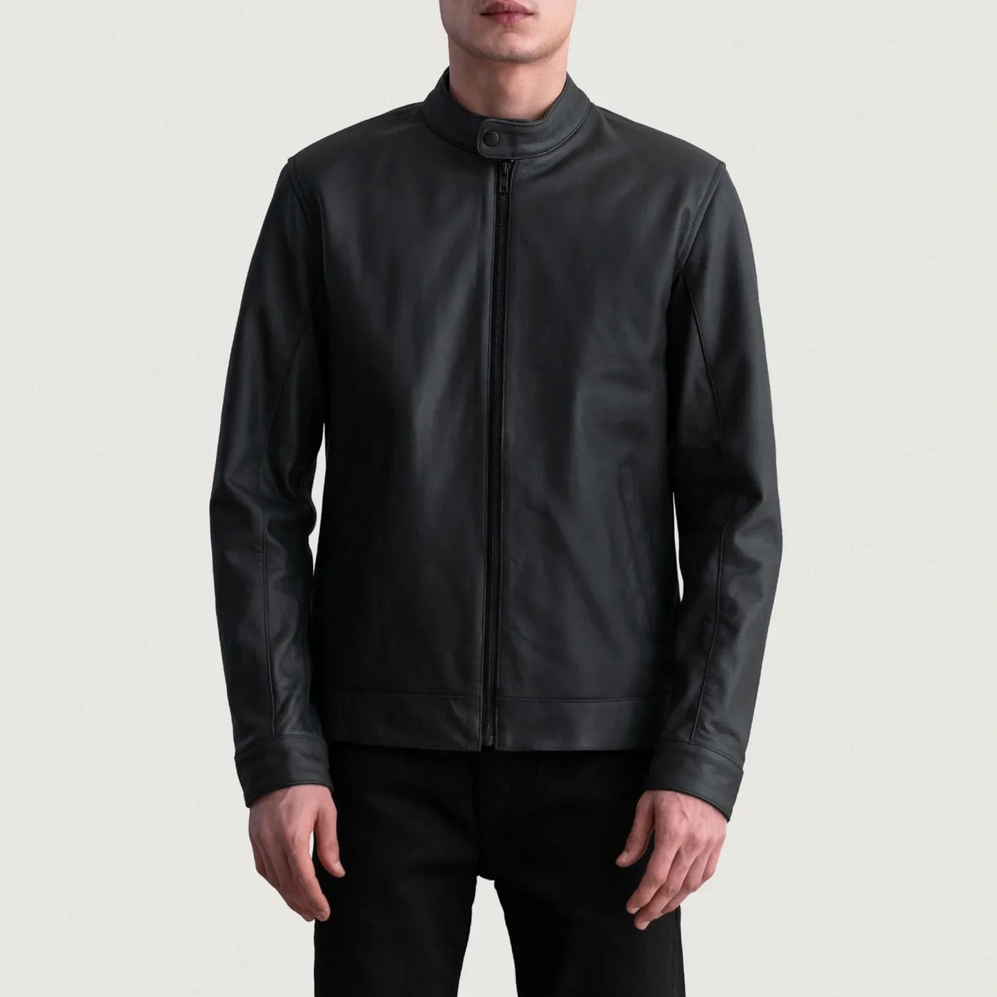 Zen Matte Black Leather Biker Jacket SH04