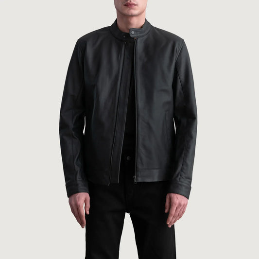 Zen Matte Black Leather Biker Jacket SH04