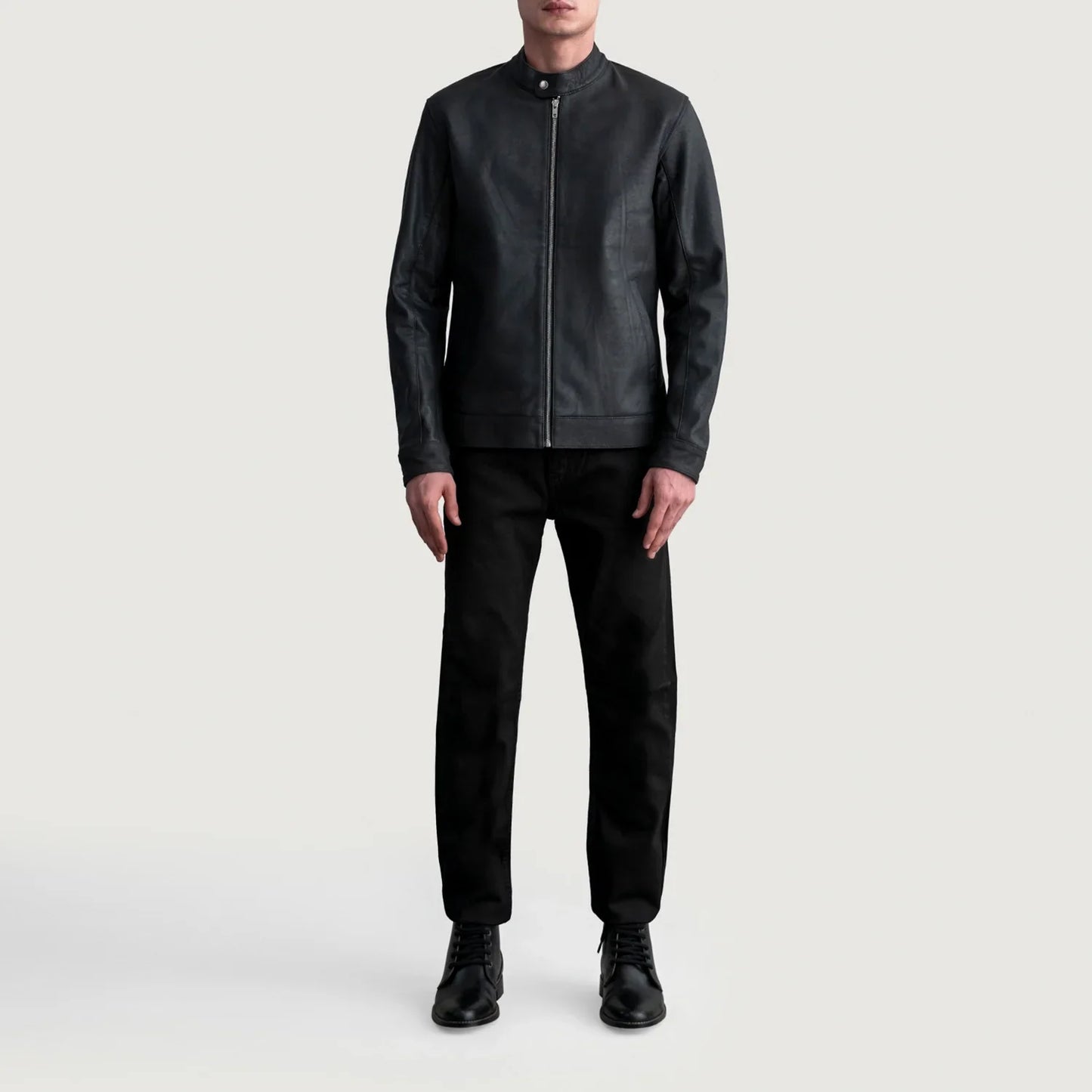 Zen Tumbled Black Leather Biker Jacket SH02