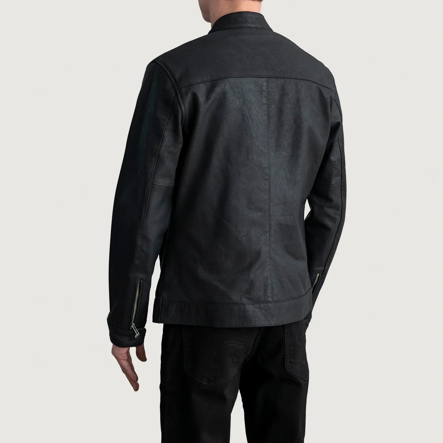 Zen Tumbled Black Leather Biker Jacket SH02