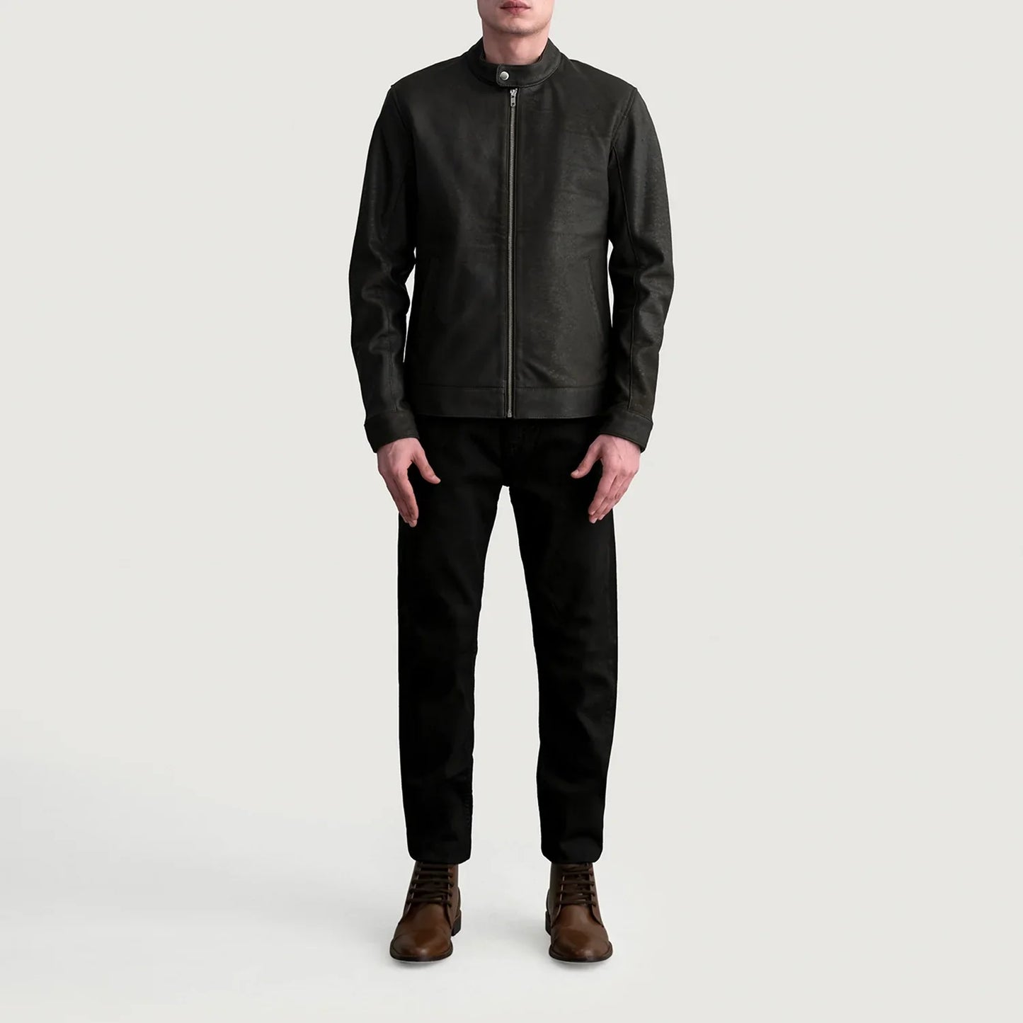 Zen Tumbled Brown Leather Biker Jacket SH01